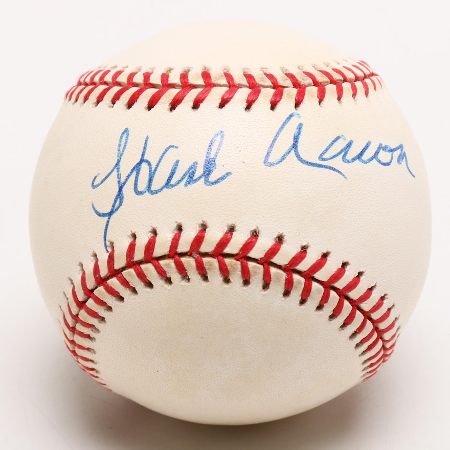 (HOF) Hank Aaron Signed Rawlings National League Baseball JSA COA