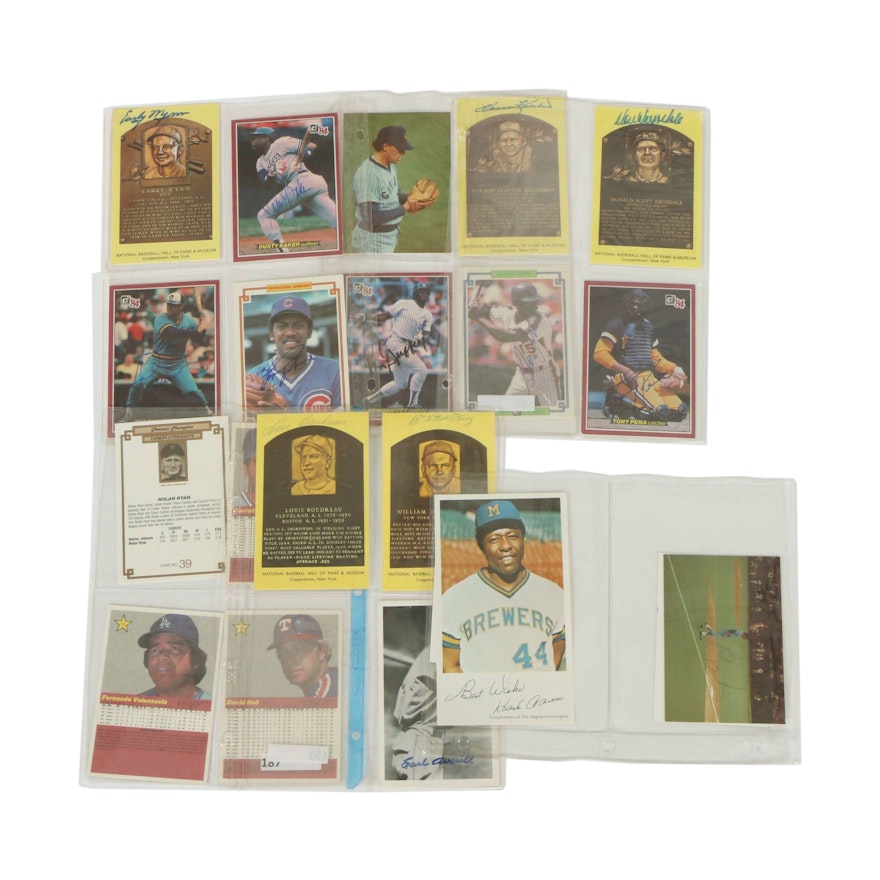 Autographed Hall of Fame Postcards and Large Baseball Cards