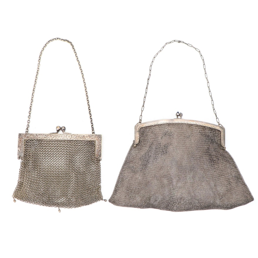 German Silver Mesh Evening Bags, Late 19th/Early 20th Century