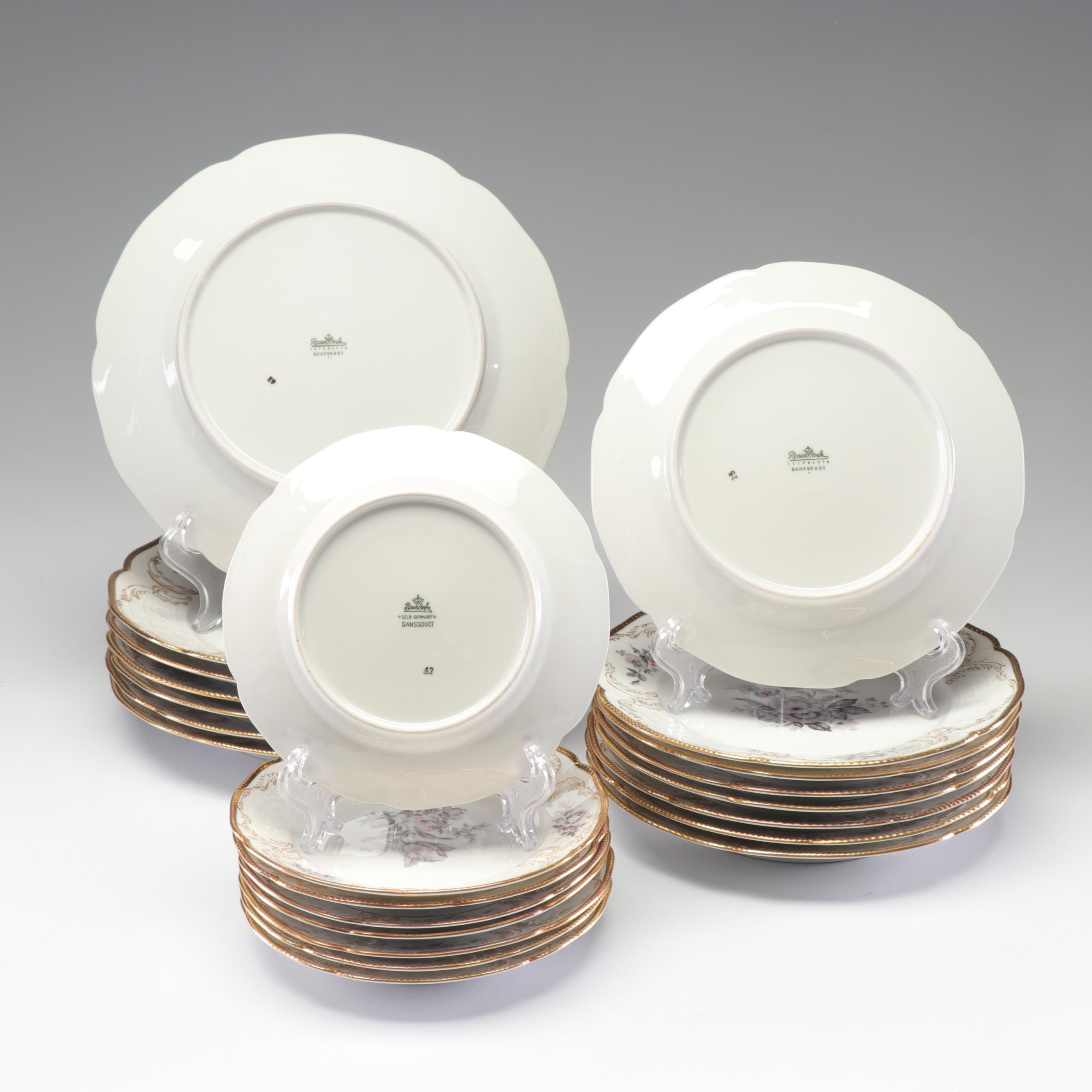 Rosenthal Porcelain Gold Rimmed "Sanssouci" Dinnerware