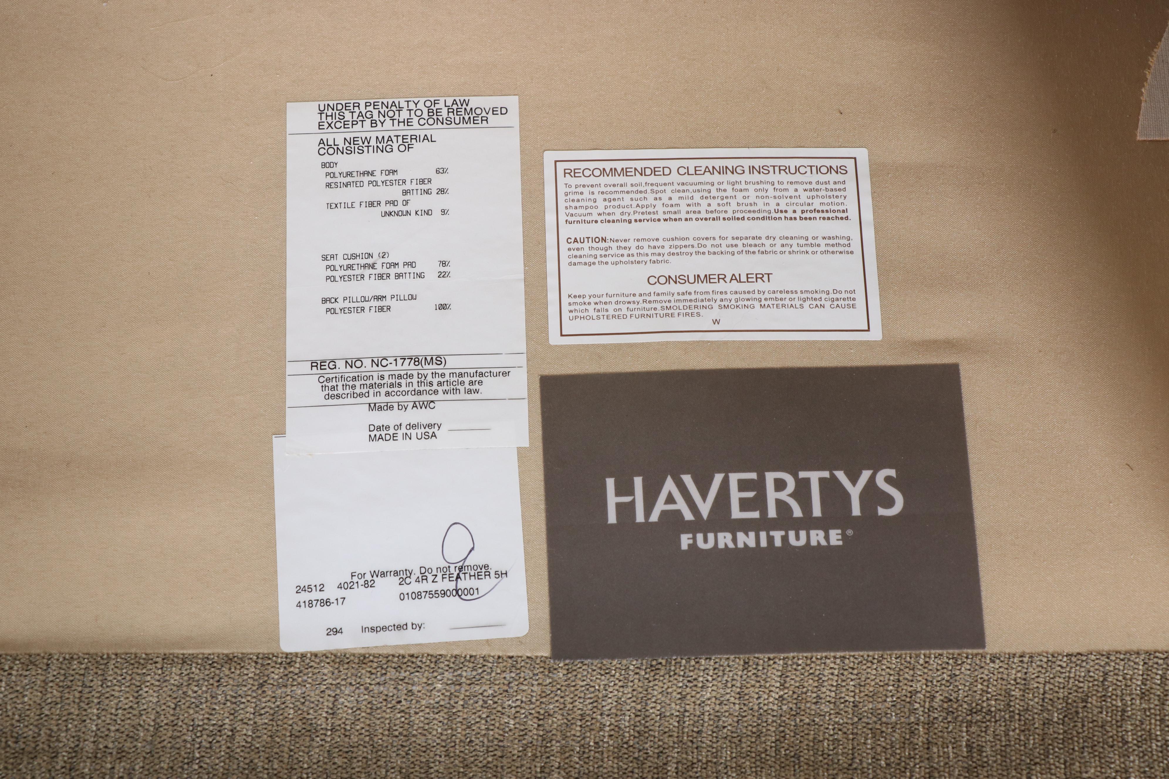 Haverty's Furniture Corey Grey Fabric-Upholstered Sectional Sofa, Contemporary