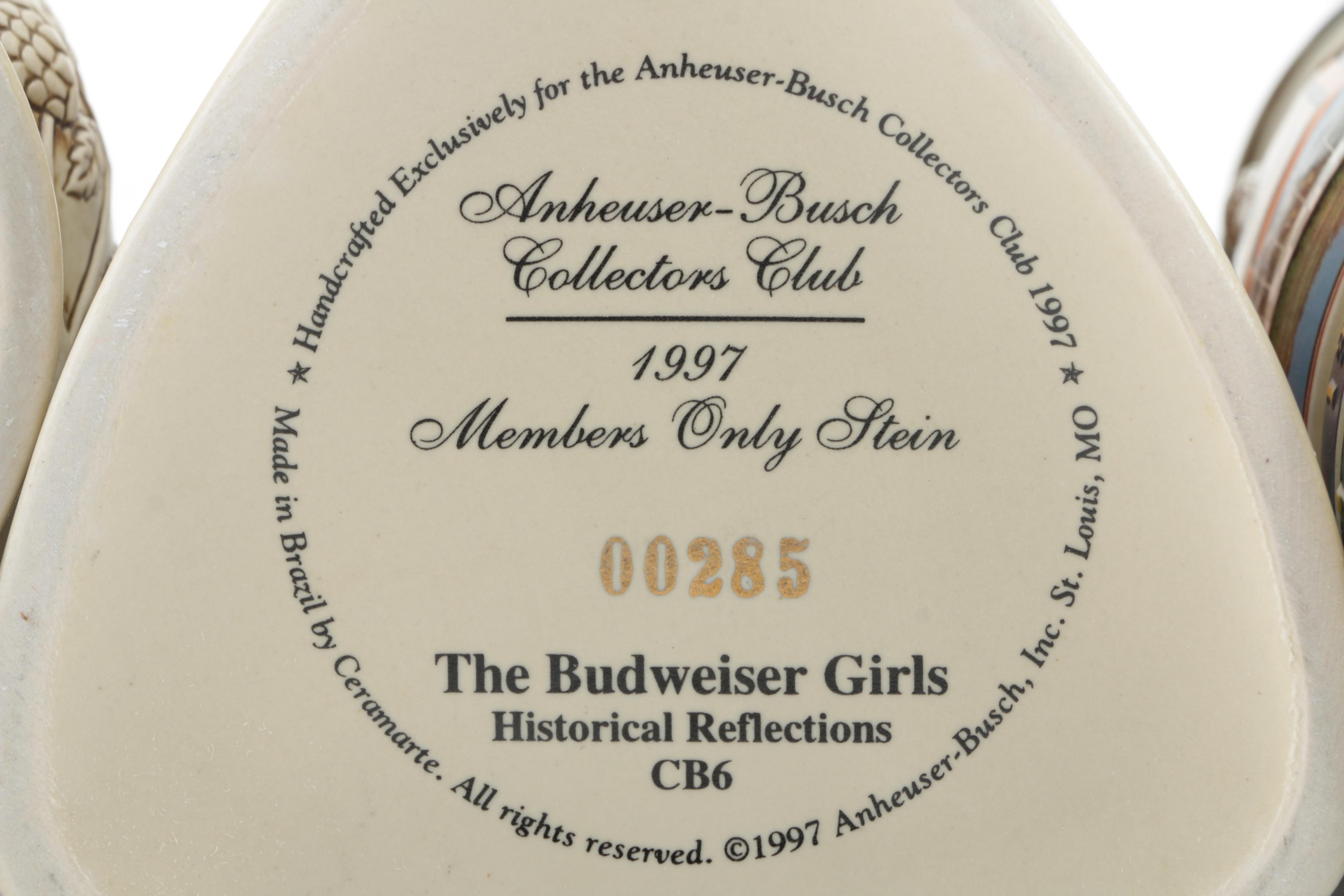 Anheuser-Busch Ceramic Beer Steins with Longton Crown Stoneware Baseball Stein