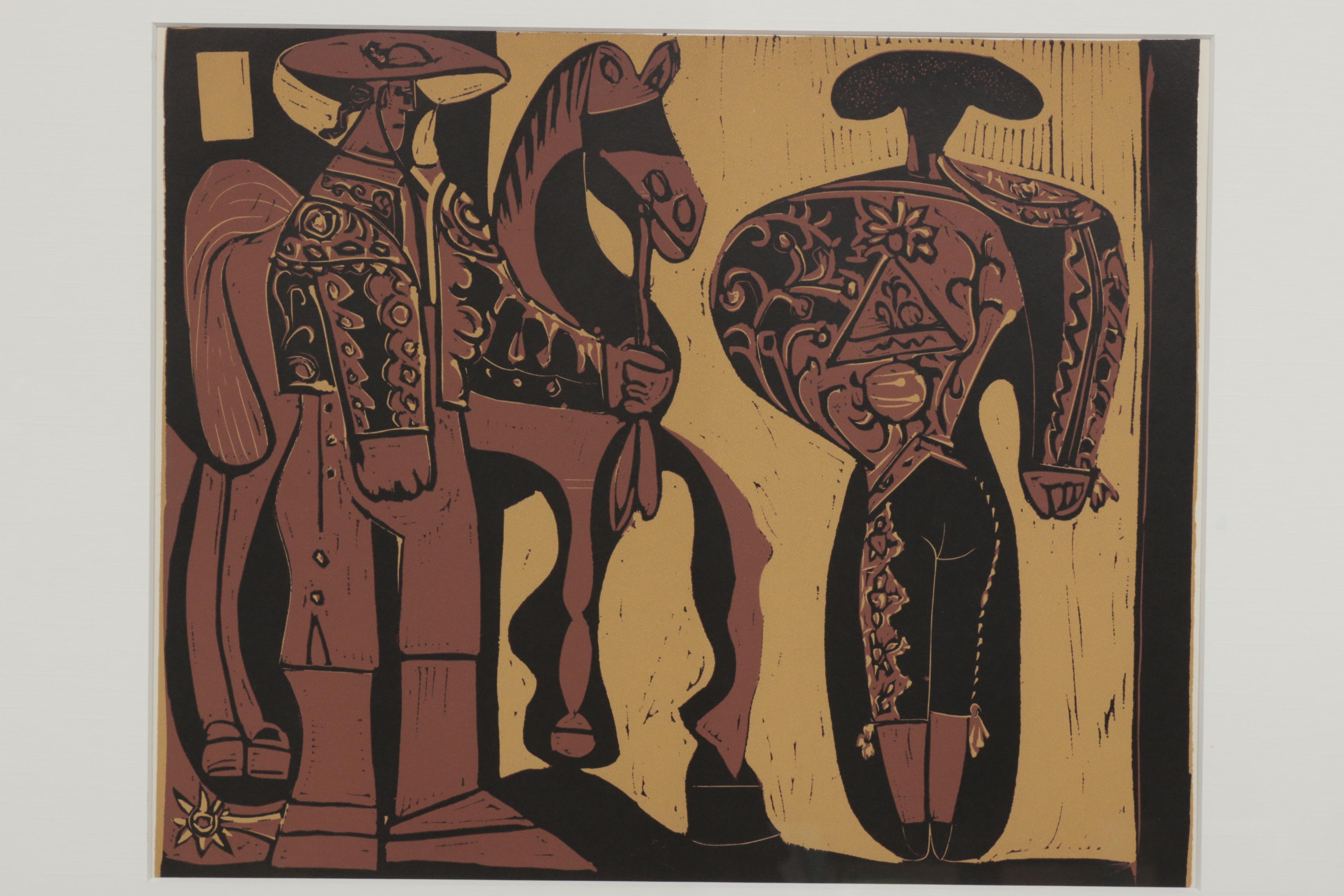 Pablo Picasso Linoleum Cut "Picador and Matador"