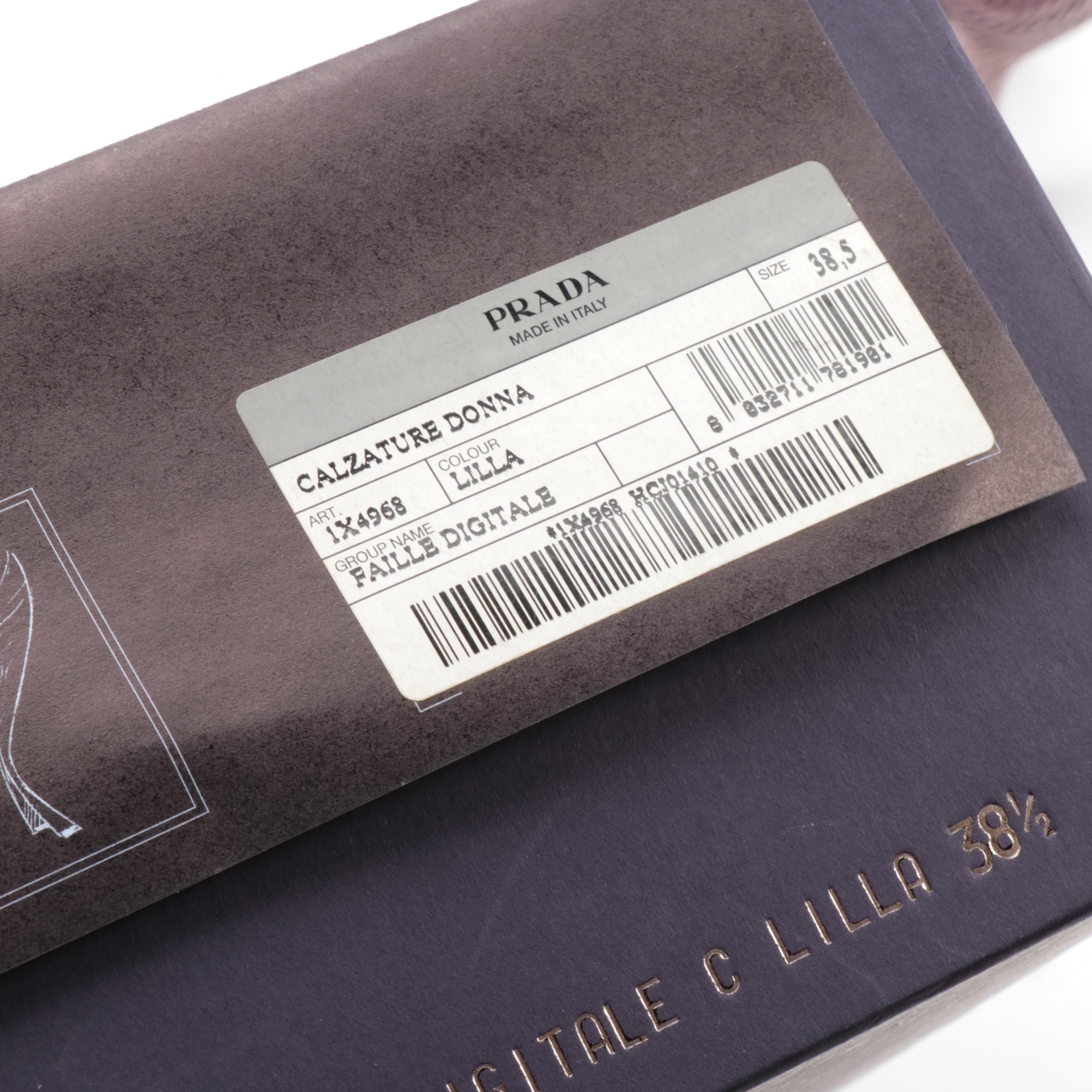 Prada Lilac Faille Digitale Rhinestone Striped Curve Sculpted Heel Slides