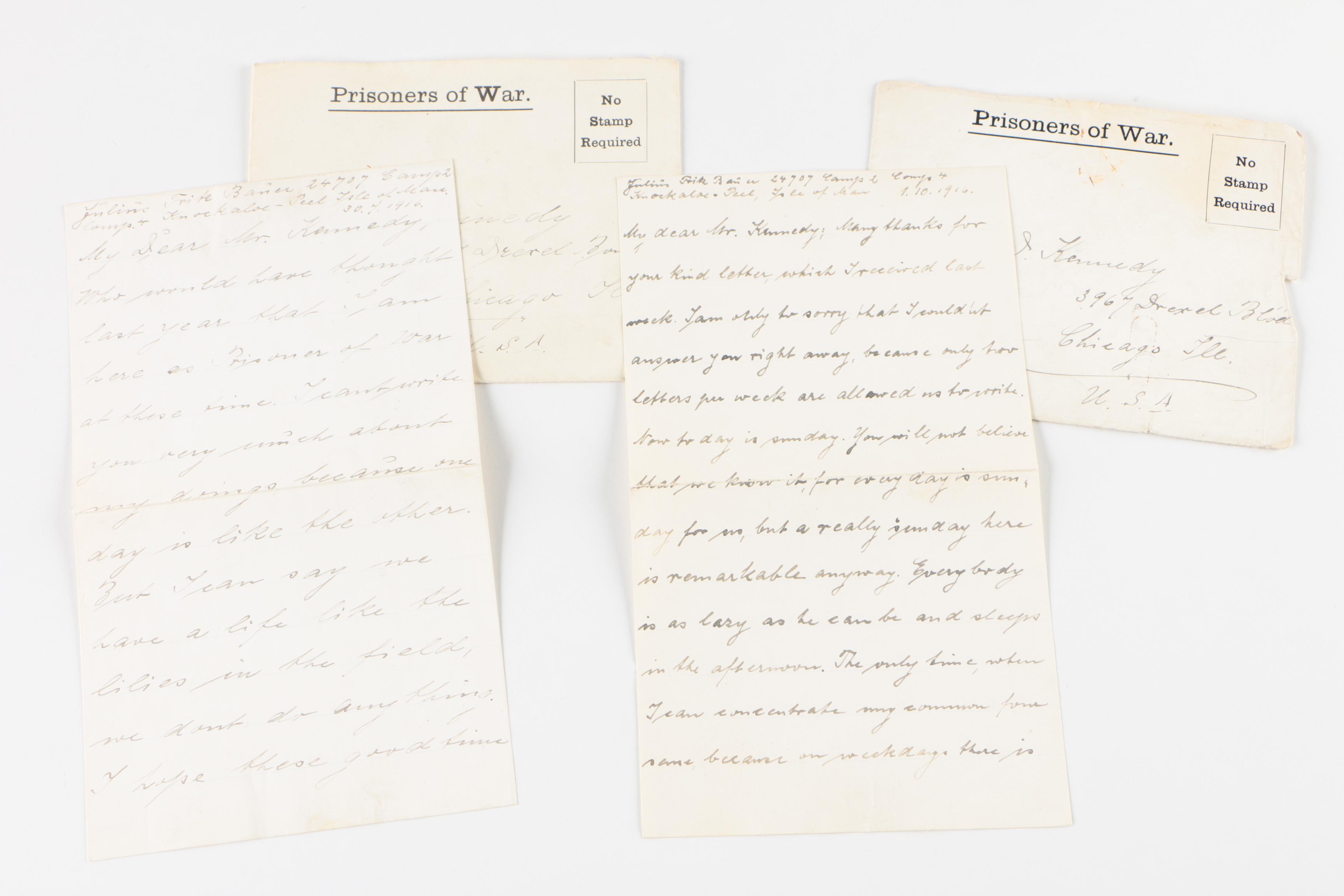 WWI Soldier Mementos, Photographs, Postcards, P.O.W. Letters, and More, 1910s