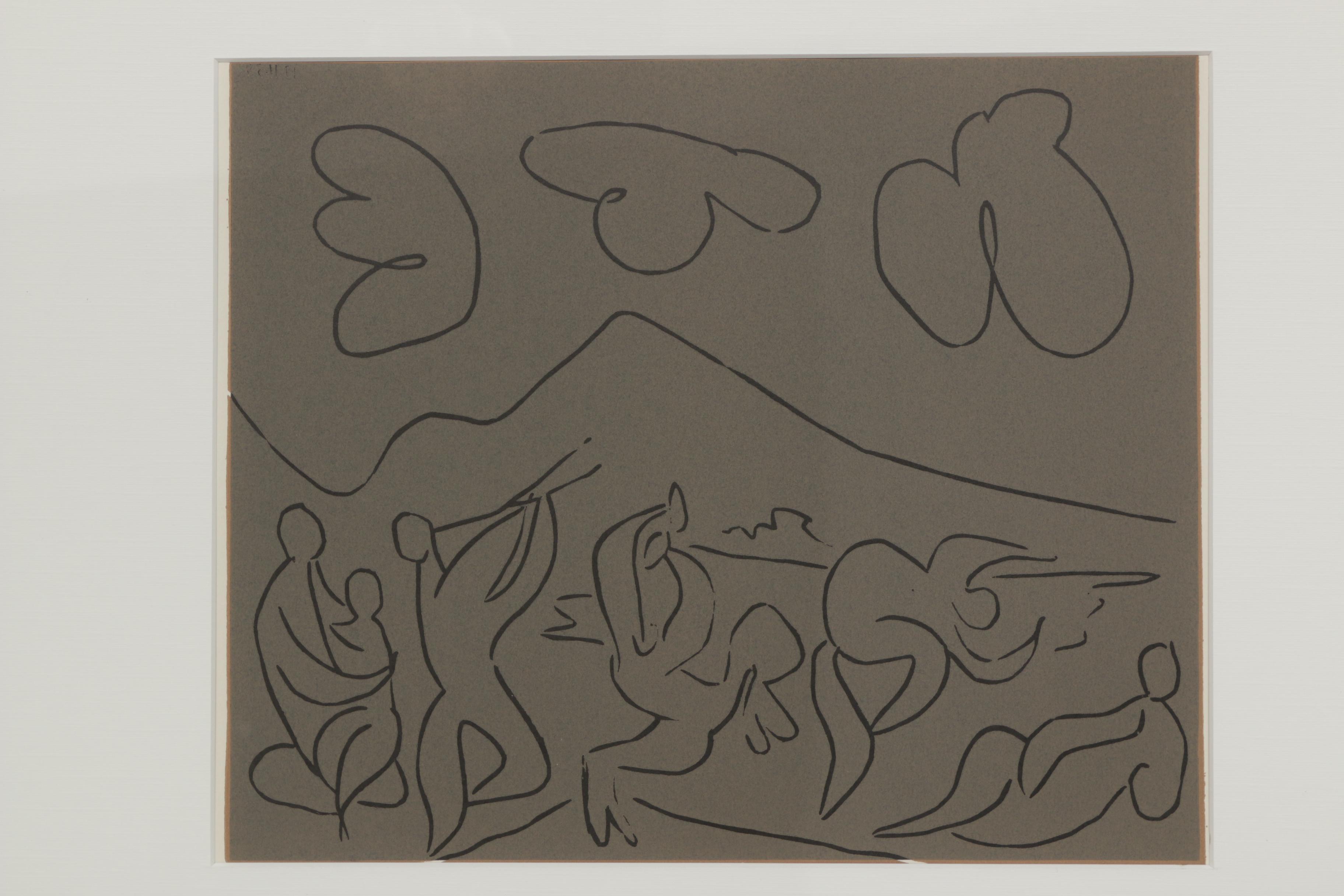 Pablo Picasso Linoleum Cut "Bacchanal with Mother and Child"