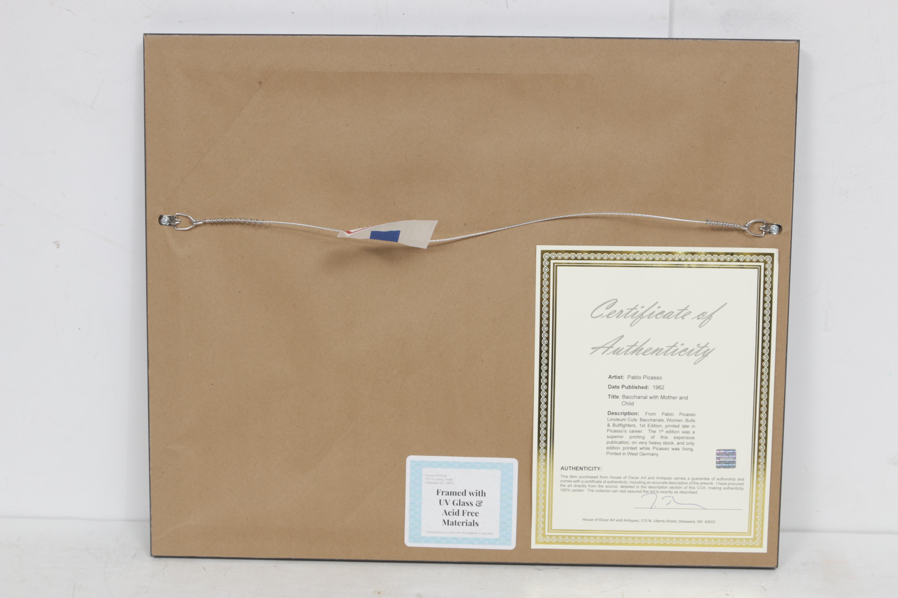 Pablo Picasso Linoleum Cut "Bacchanal with Mother and Child"