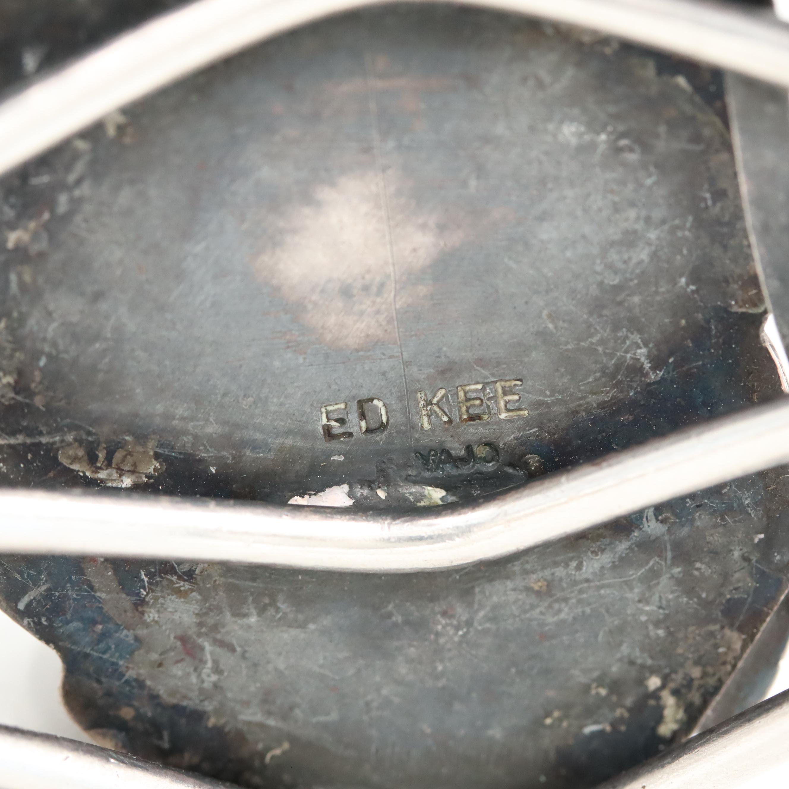 Ed Kee Navajo Diné Sterling Silver Turquoise Shadowbox Cuff Bracelet