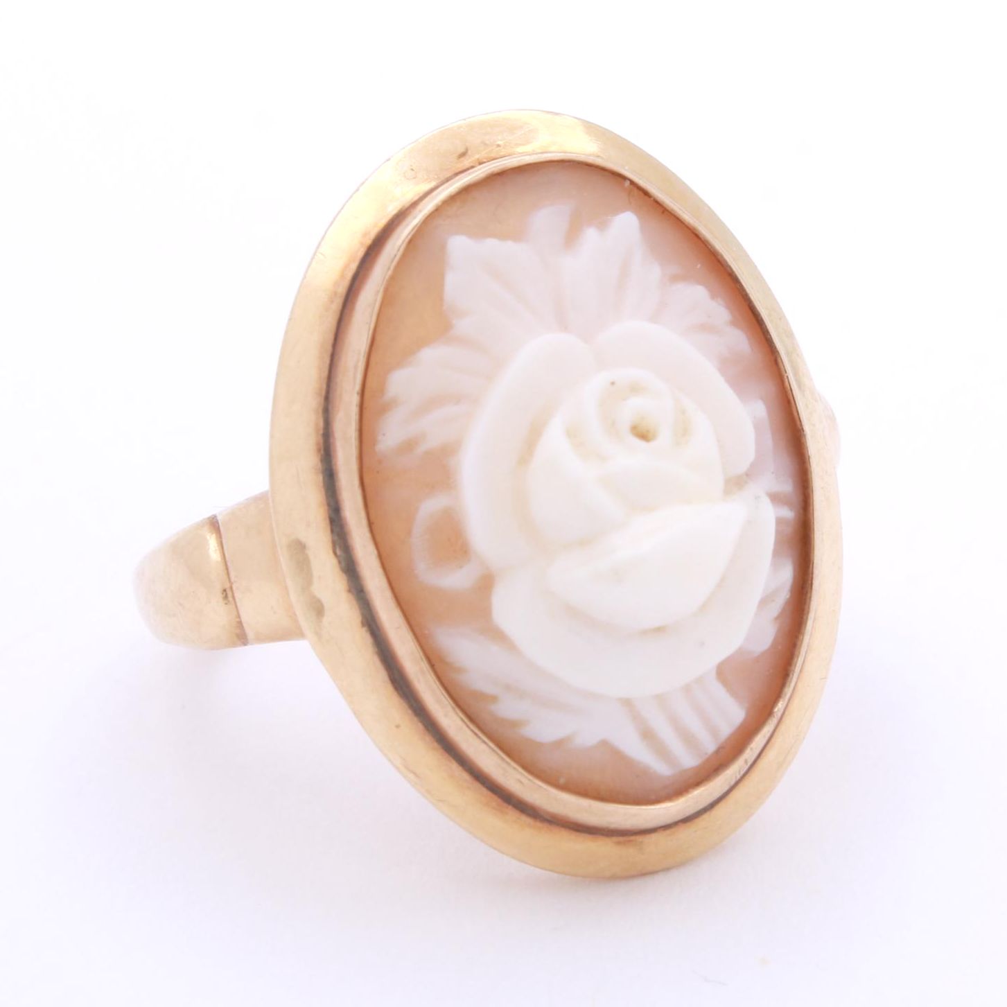 14K Yellow Gold Shell Cameo Ring, Vintage
