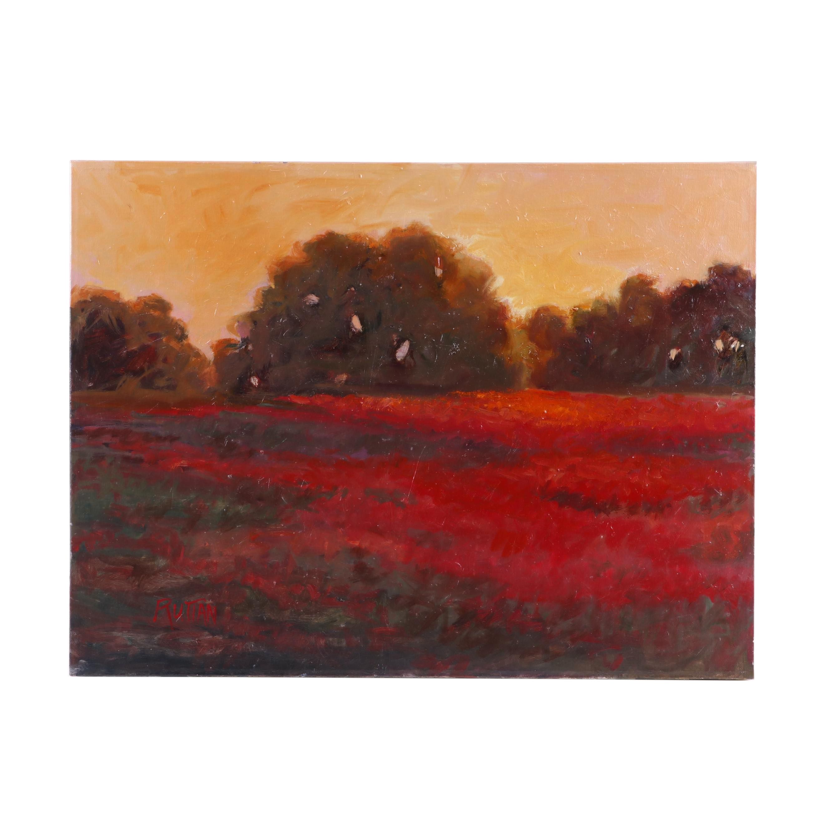 Ann Ruttan Oil Painting "Red Clover, Red Clover"