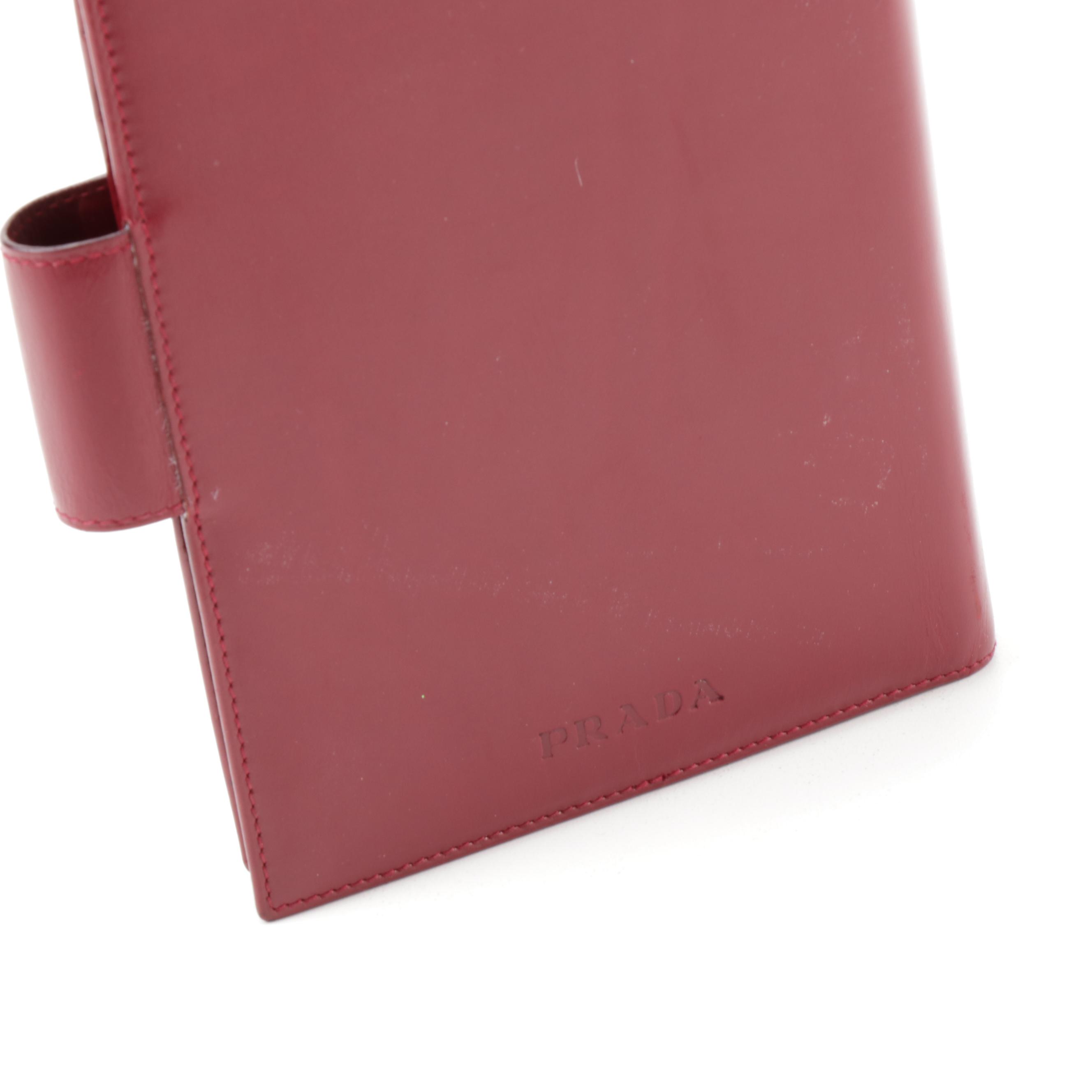 Prada Maroon Leather Agenda Notebook