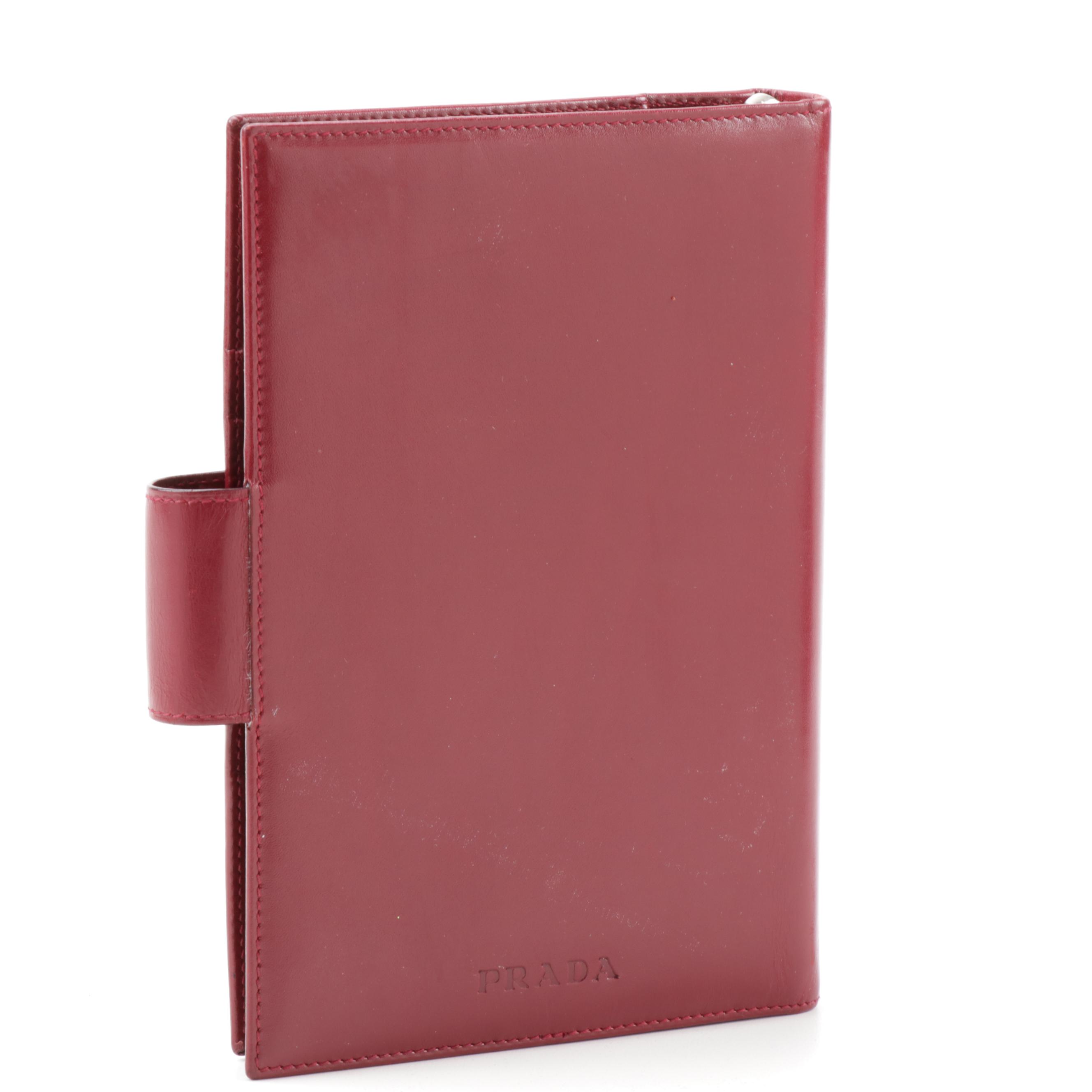 Prada Maroon Leather Agenda Notebook