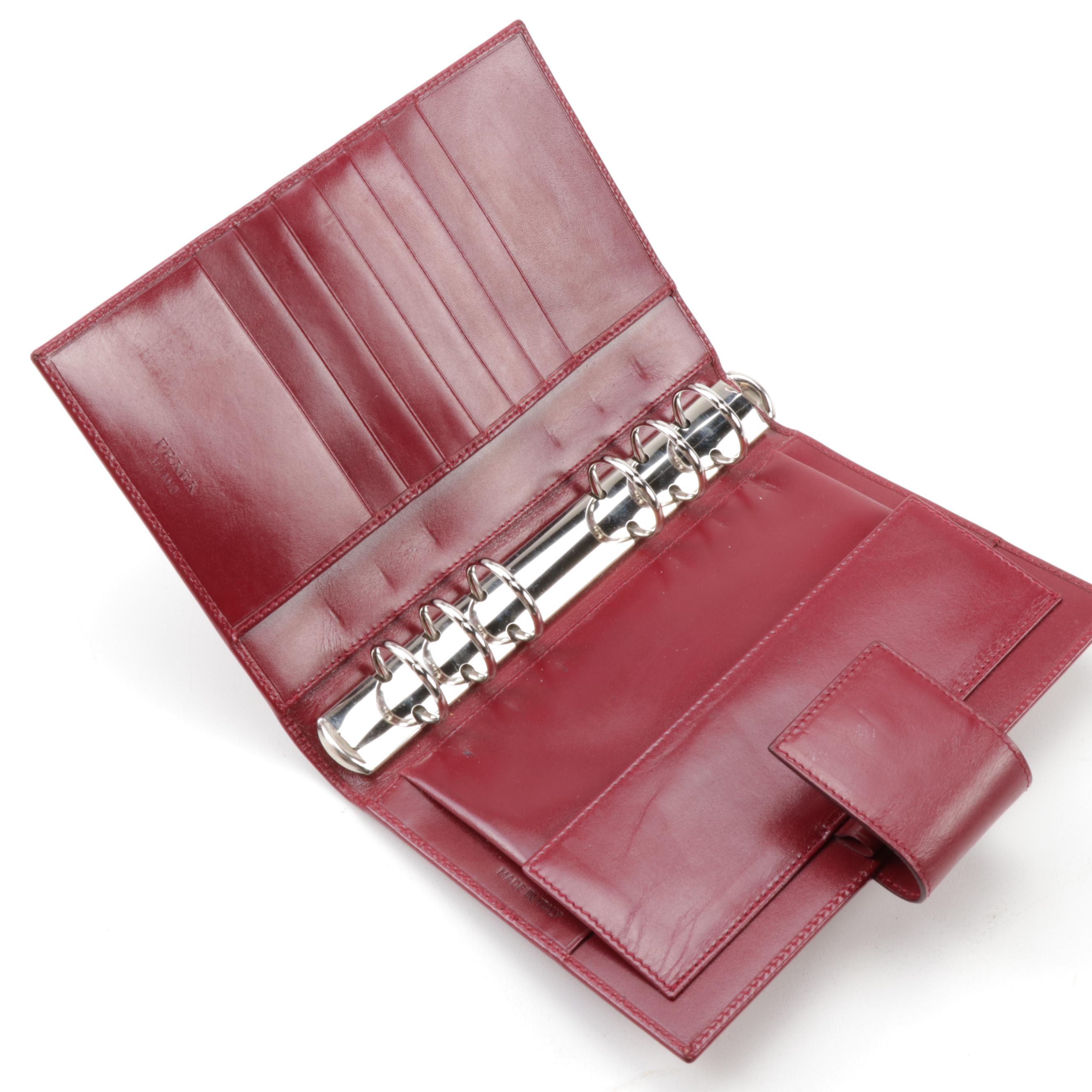 Prada Maroon Leather Agenda Notebook