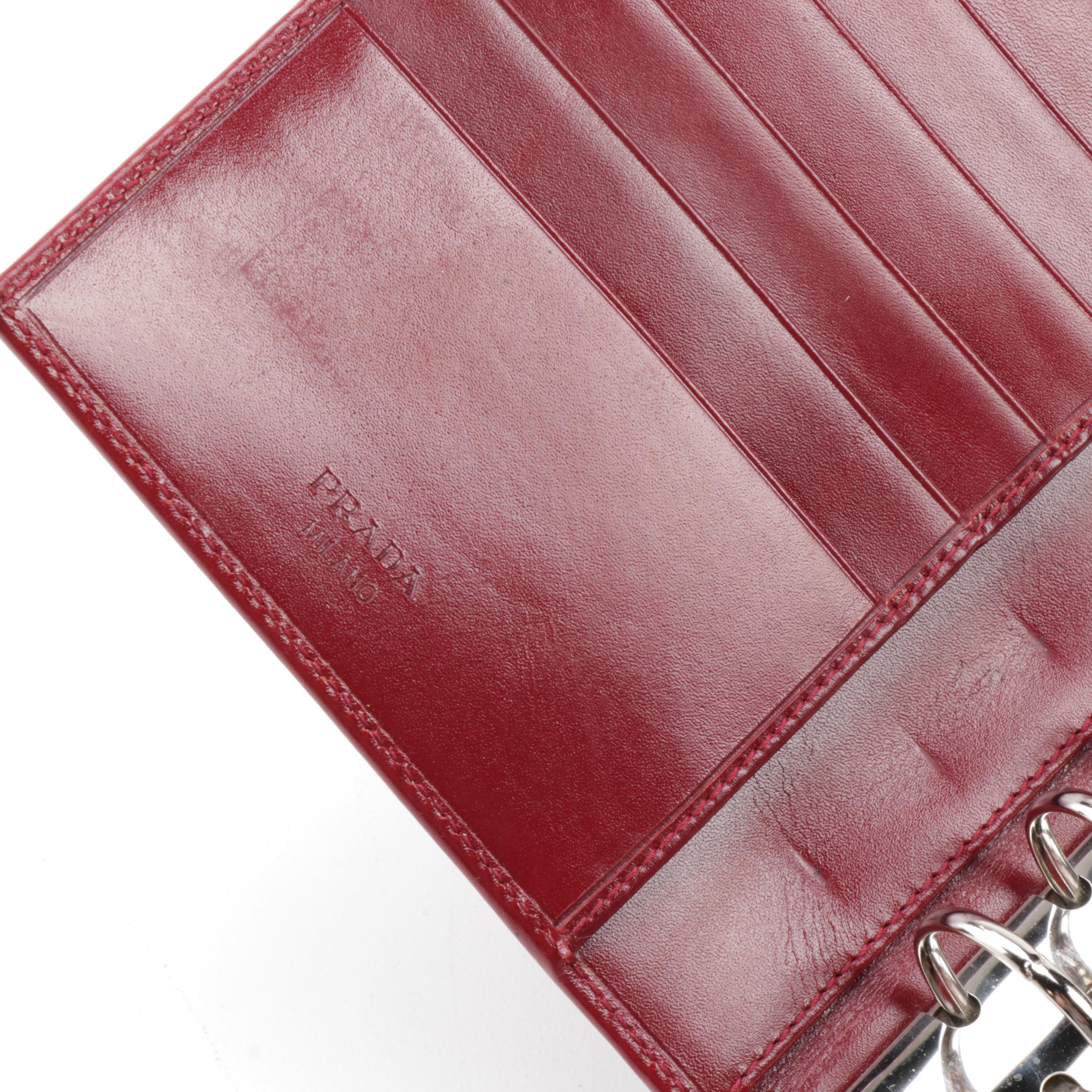 Prada Maroon Leather Agenda Notebook