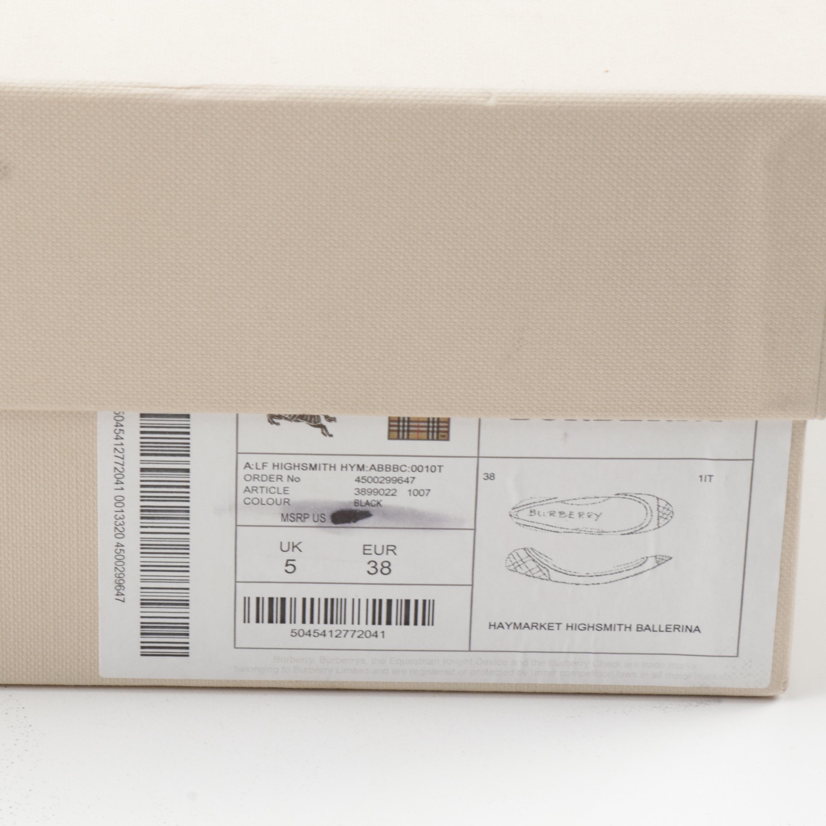 Burberry Highsmith "Haymarket" and Black Leather Ballerina Flats