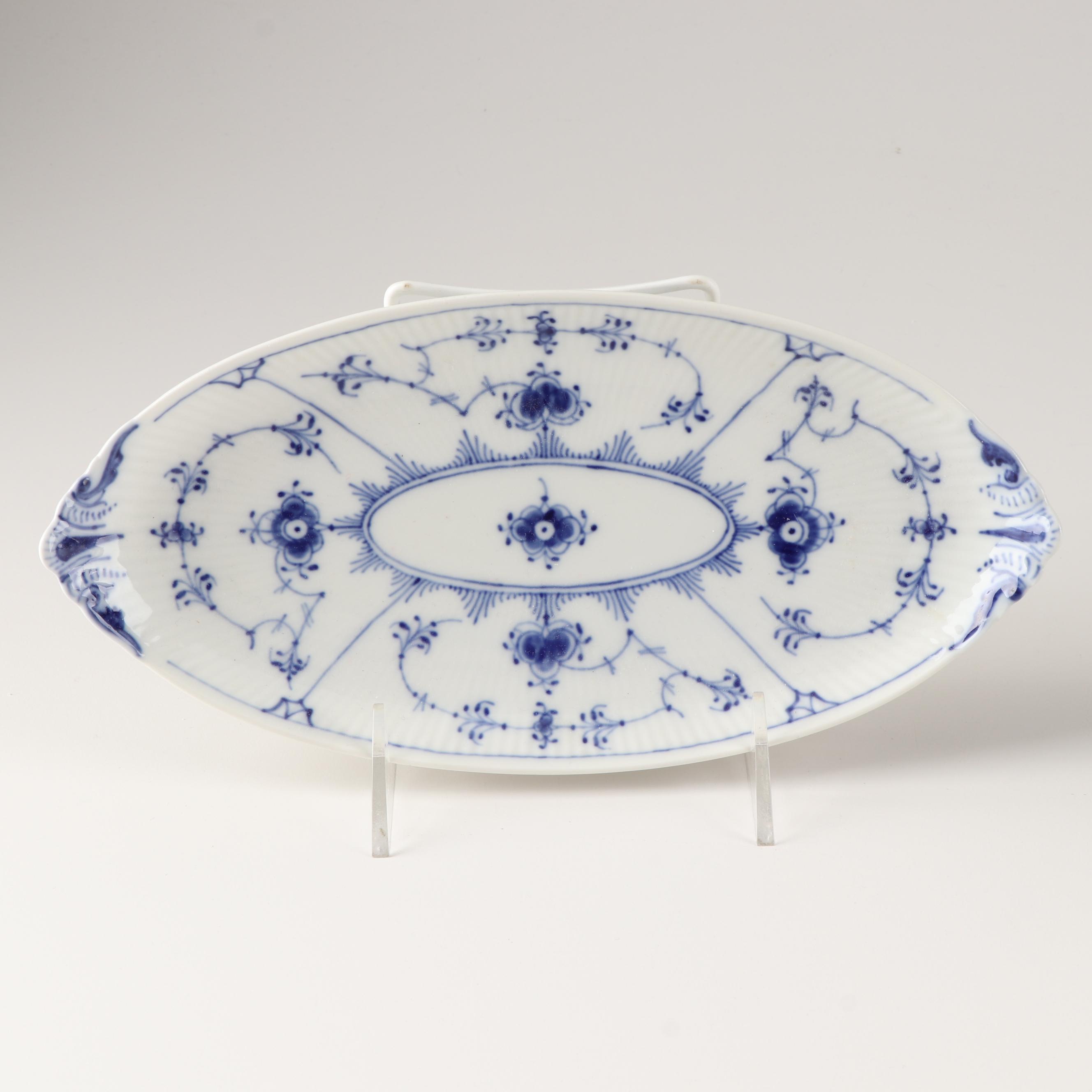 Royal Copenhagen Porcelain "Blue Fluted Plain" and "Tranquebar Blue" Serveware