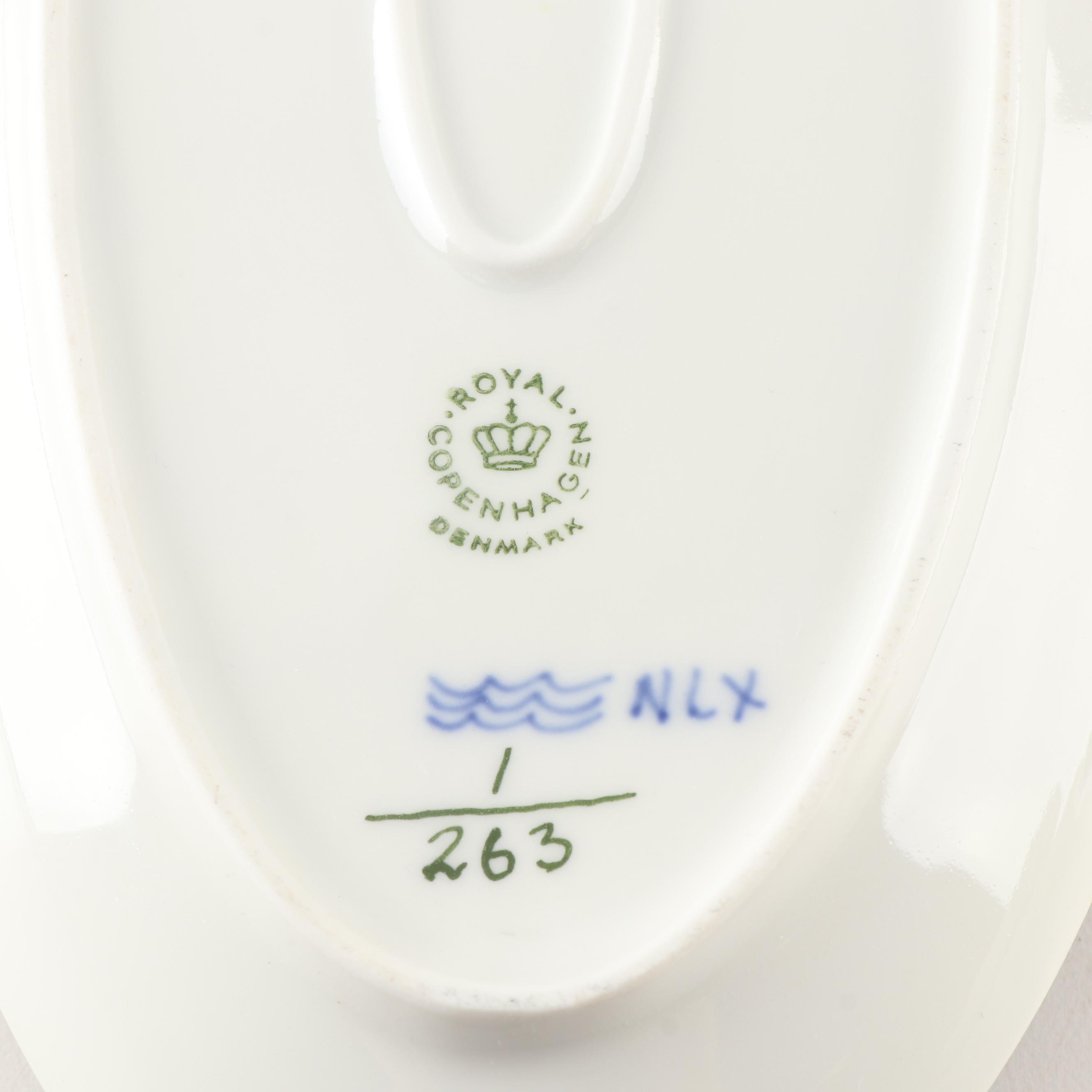 Royal Copenhagen Porcelain "Blue Fluted Plain" and "Tranquebar Blue" Serveware