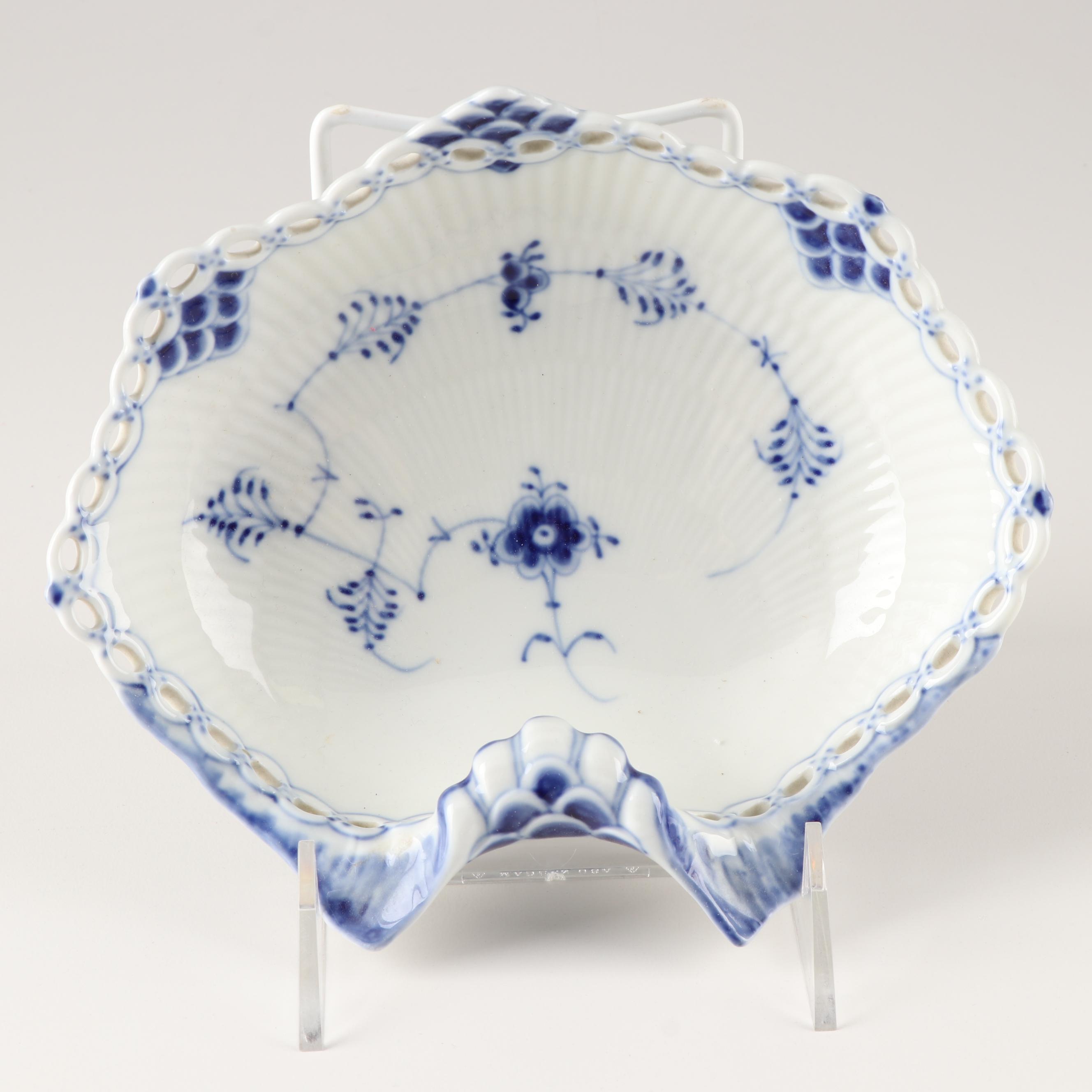 Royal Copenhagen Porcelain "Blue Fluted Plain" and "Tranquebar Blue" Serveware