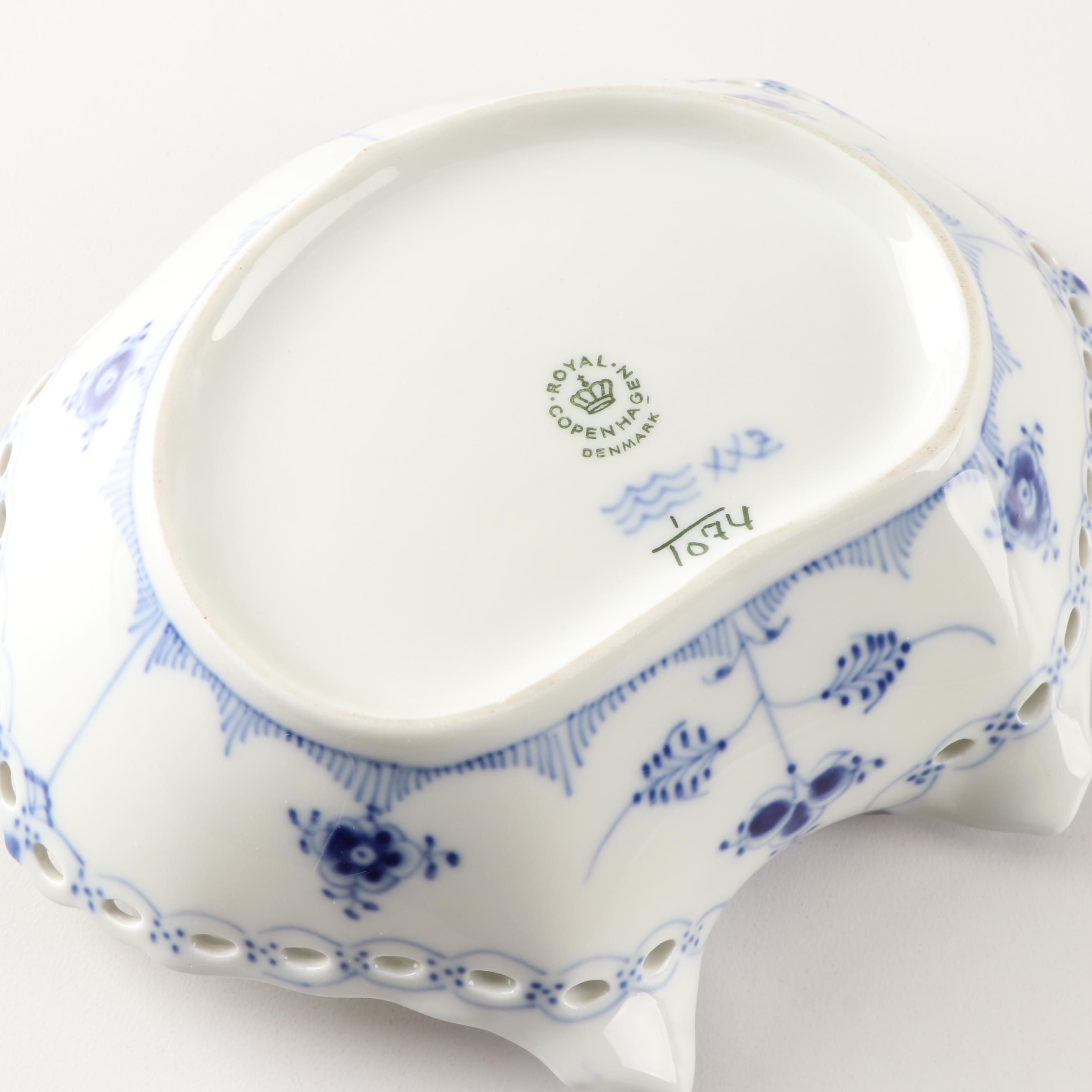 Royal Copenhagen Porcelain "Blue Fluted Plain" and "Tranquebar Blue" Serveware