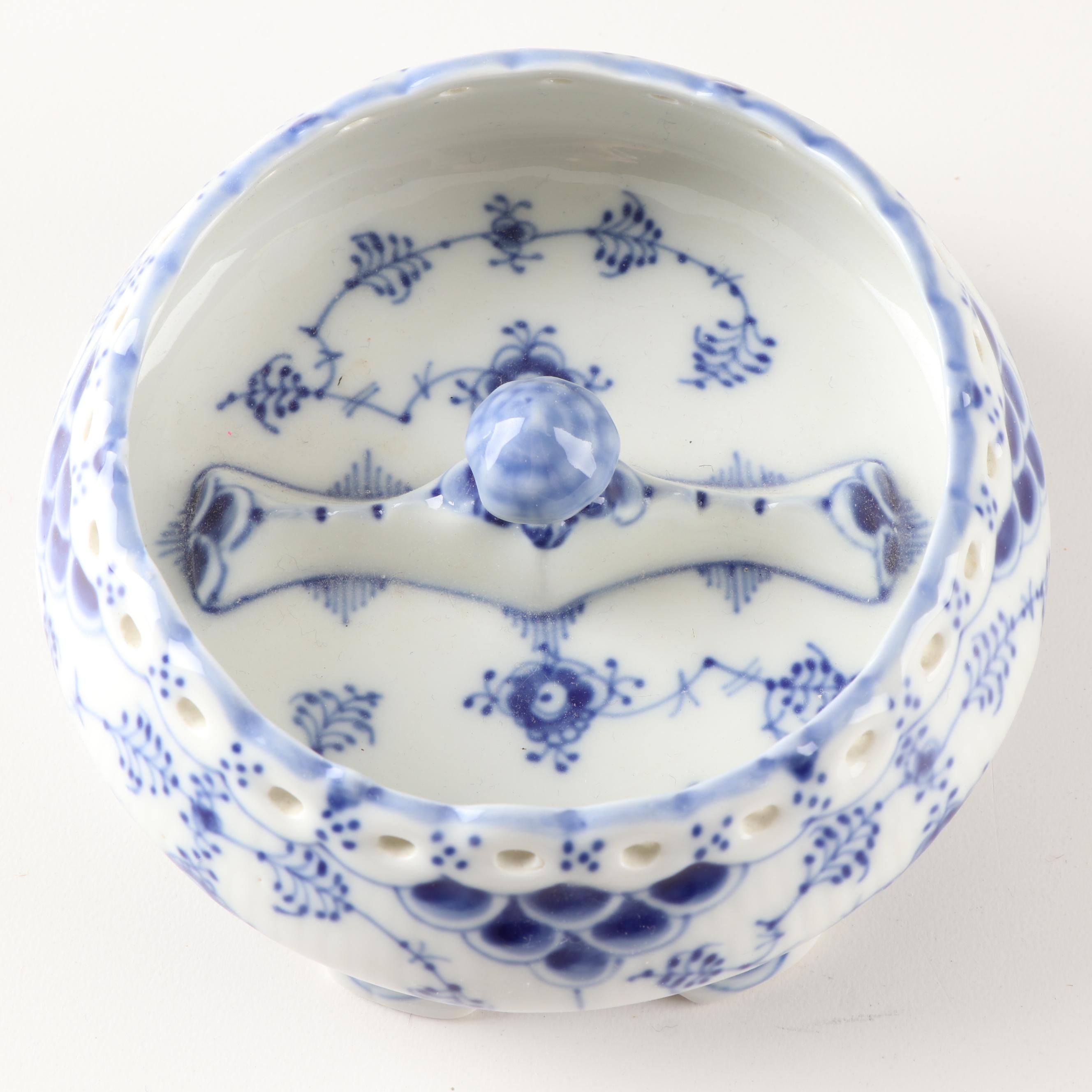 Royal Copenhagen Porcelain "Blue Fluted Plain" and "Tranquebar Blue" Serveware