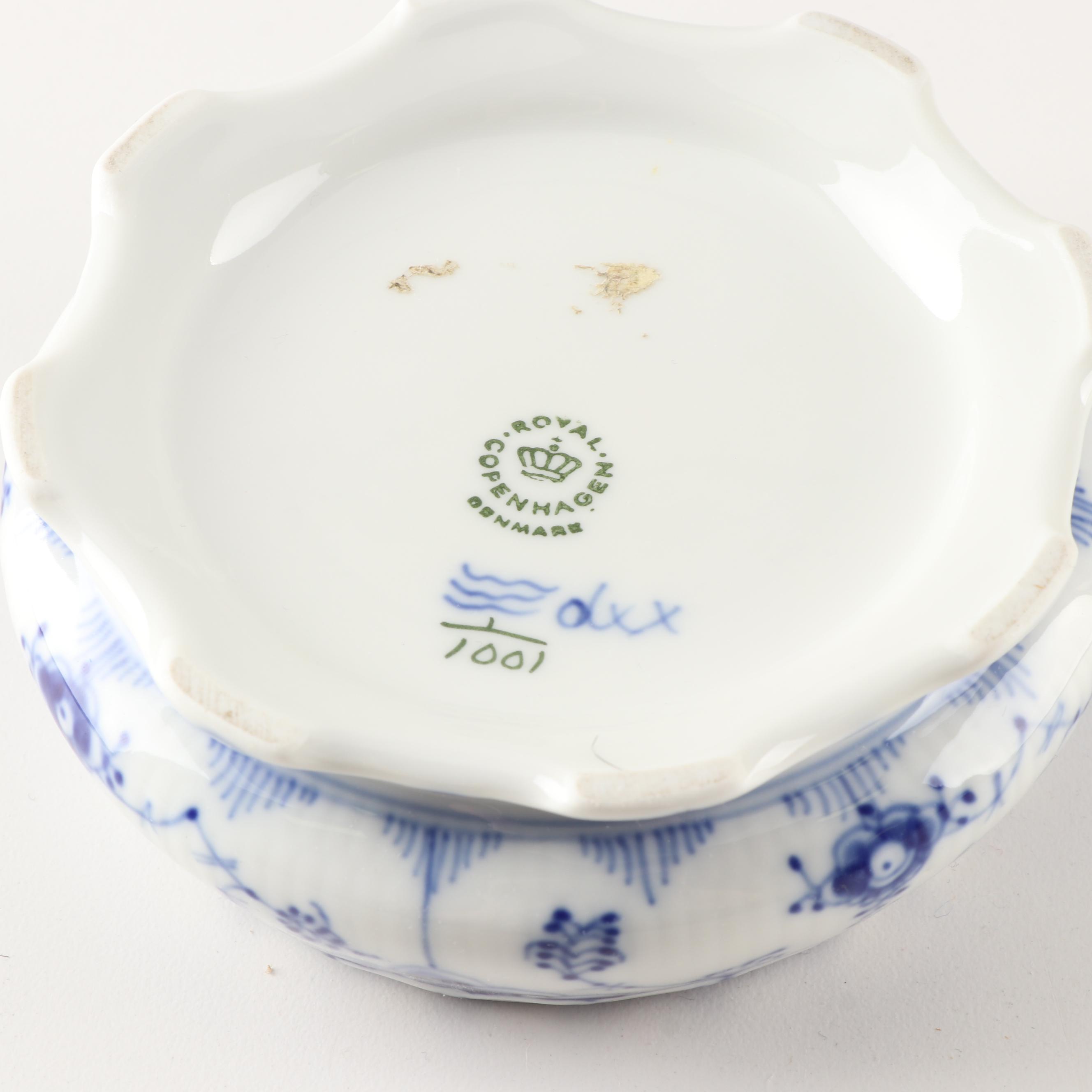 Royal Copenhagen Porcelain "Blue Fluted Plain" and "Tranquebar Blue" Serveware