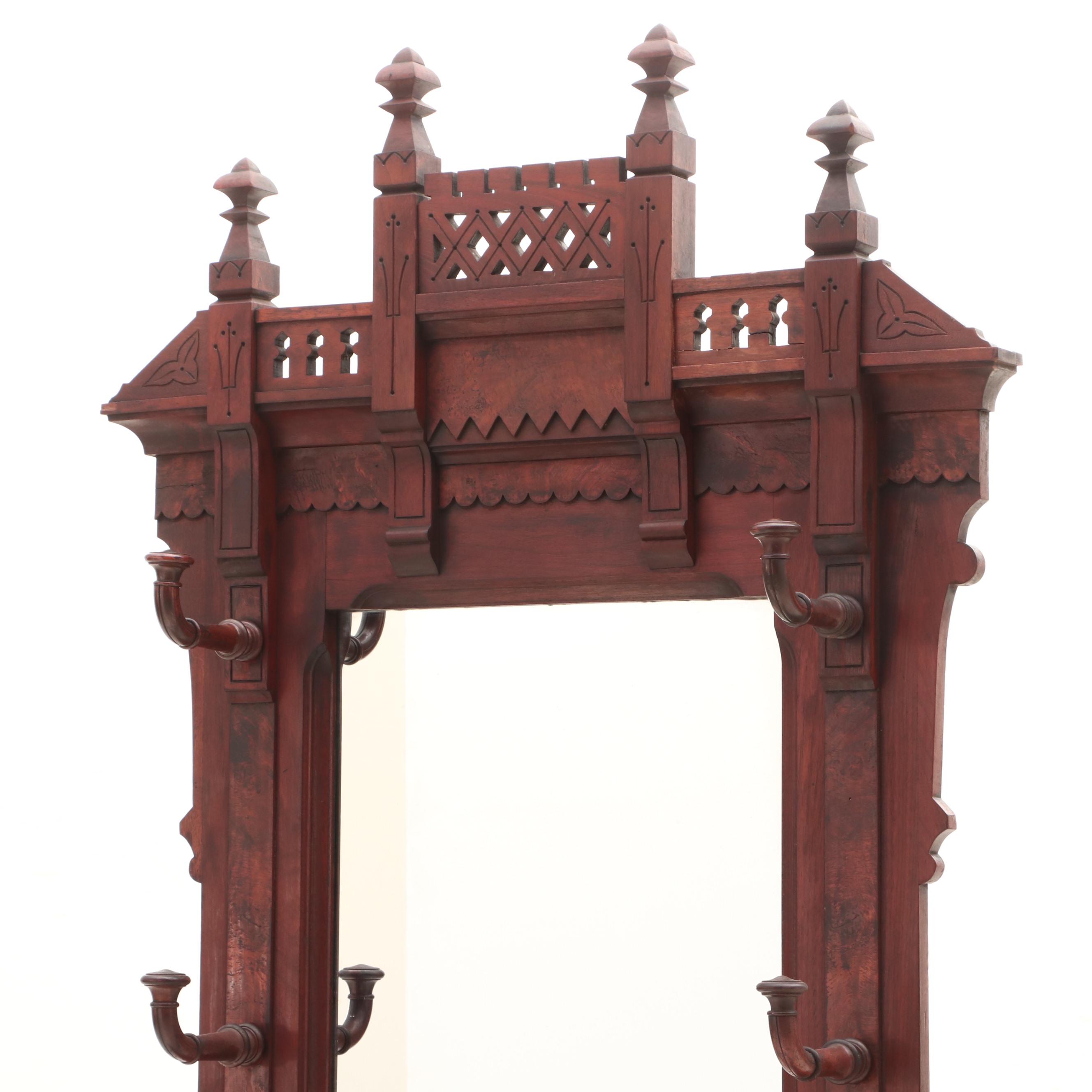 Eastlake Victorian Walnut Hall Tree, Late 19th Century