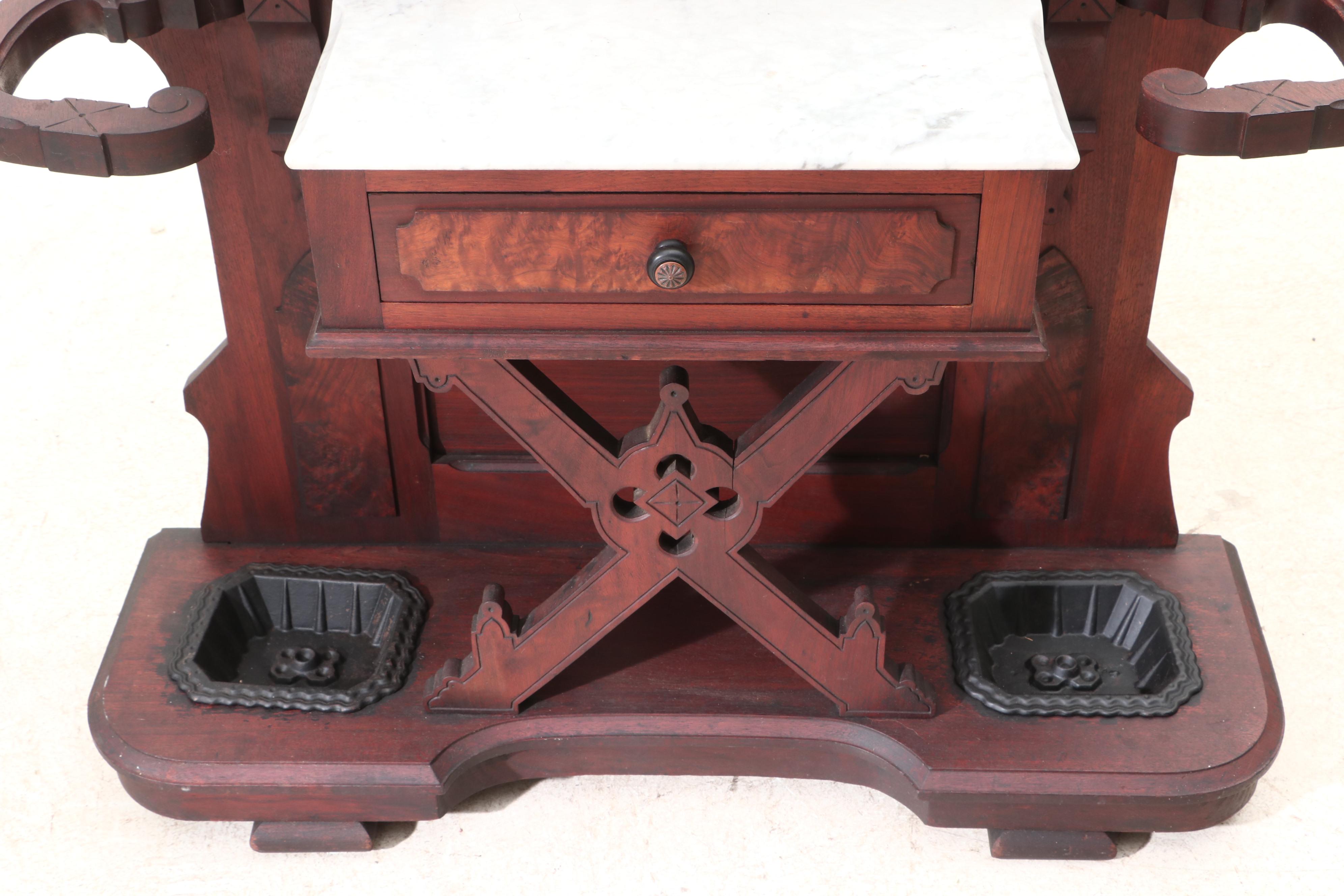 Eastlake Victorian Walnut Hall Tree, Late 19th Century