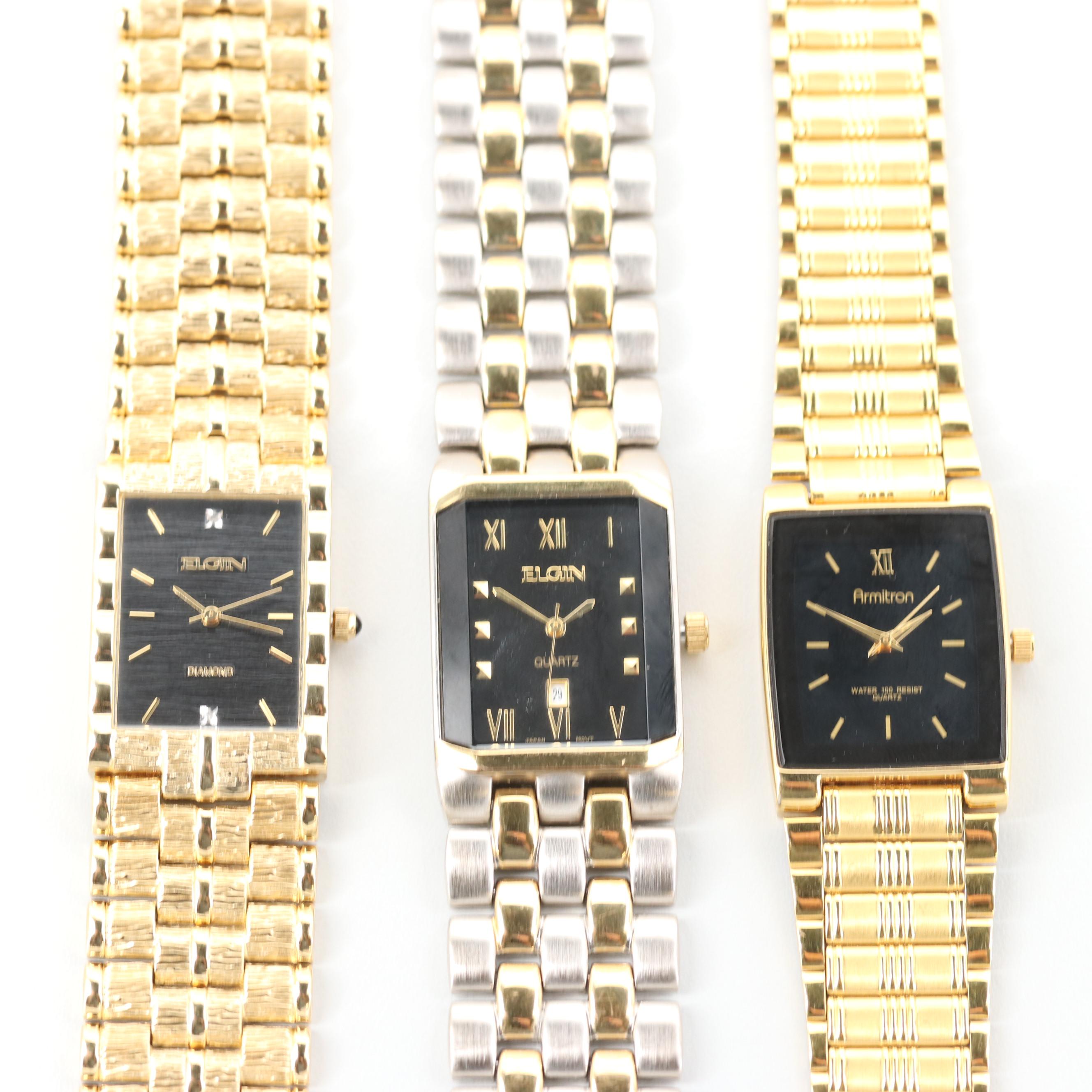 Elgin Yellow Tone, Two Tone With Diamonds and Armitron Yellow Tone Watches