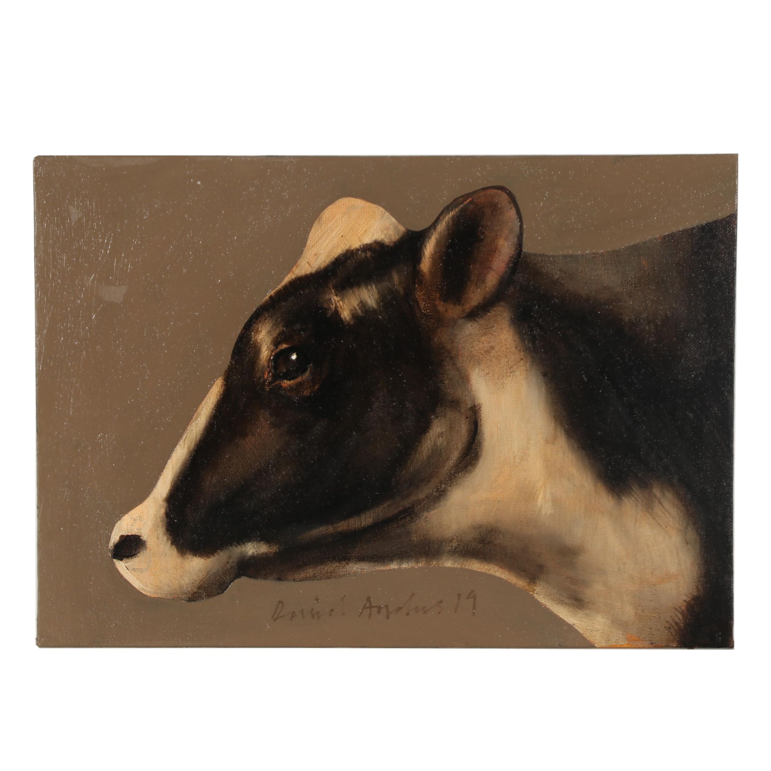 David Andrews Oil Painting Cow Portrait