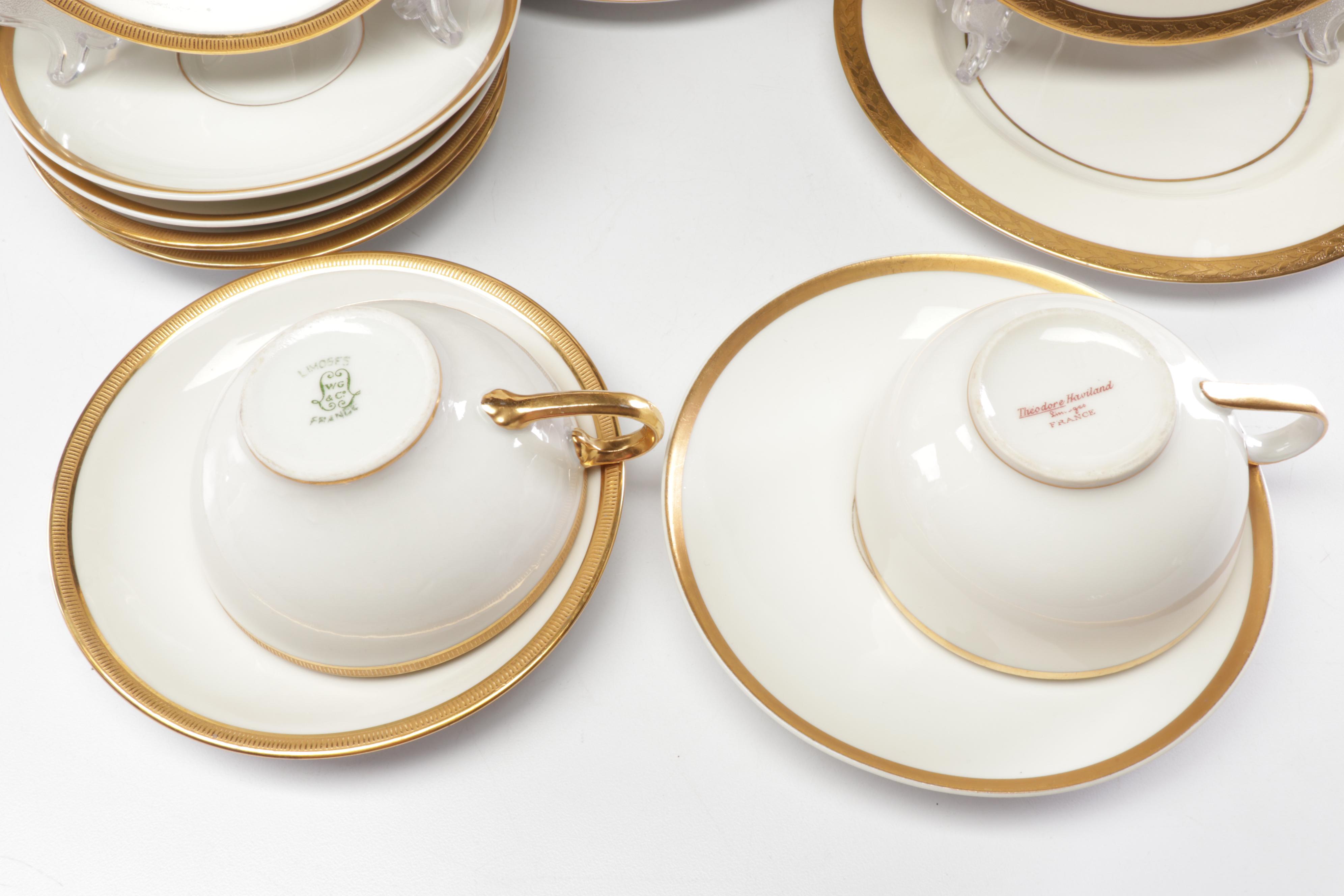 Haviland, Lenox and Wm Guerin & Co Gold Rimmed Porcelain Dishes