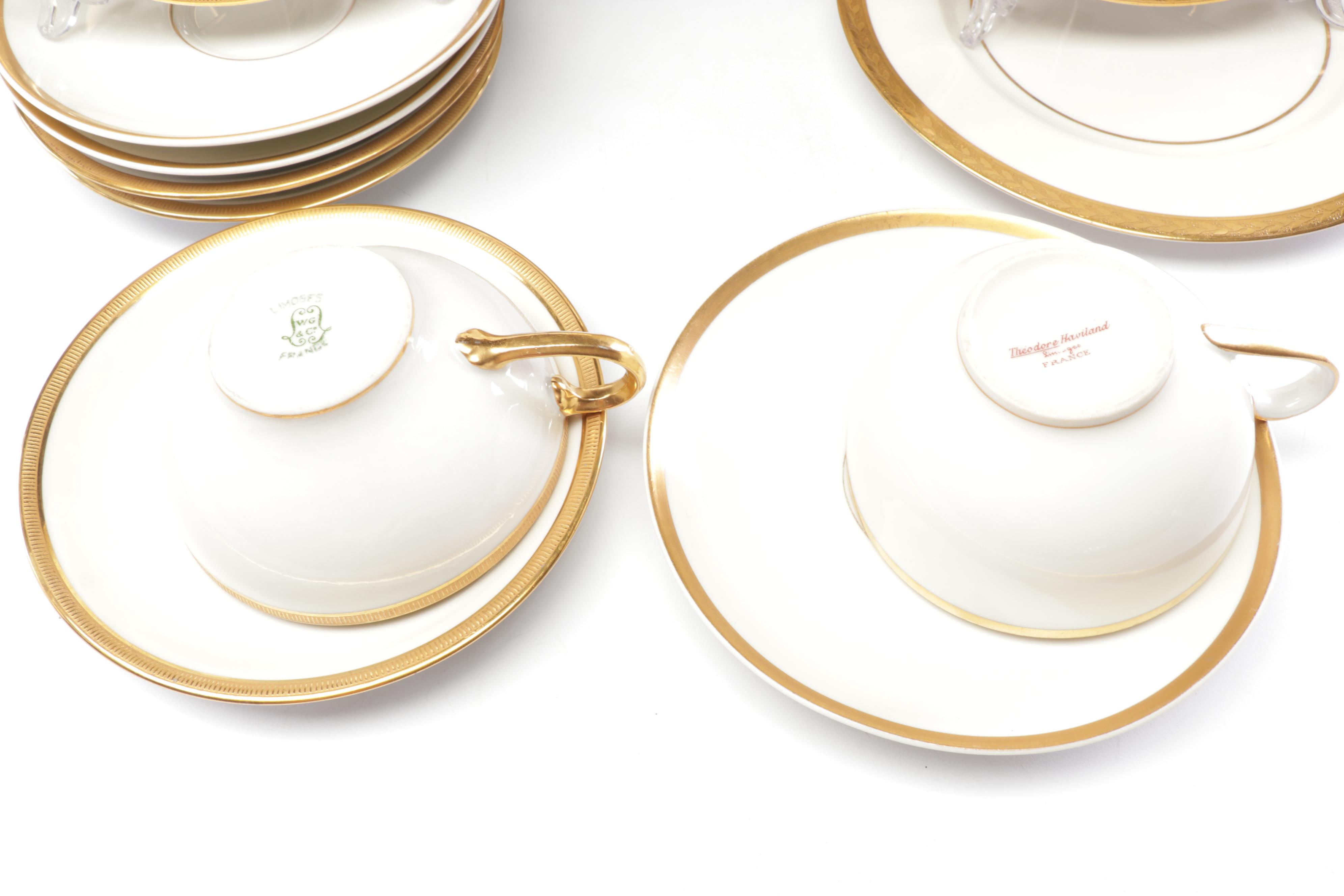 Haviland, Lenox and Wm Guerin & Co Gold Rimmed Porcelain Dishes