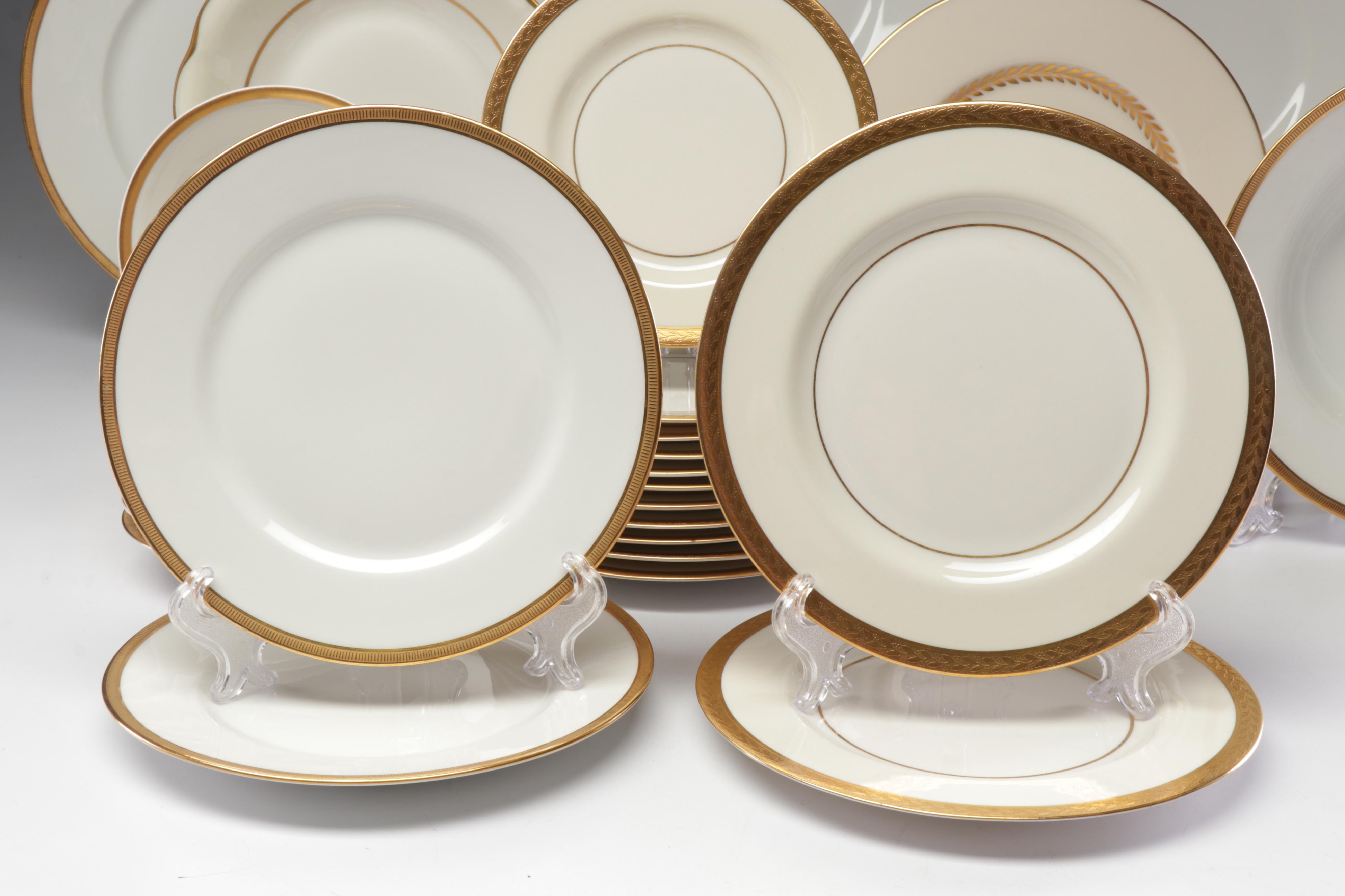 Haviland, Lenox and Wm Guerin & Co Gold Rimmed Porcelain Dishes