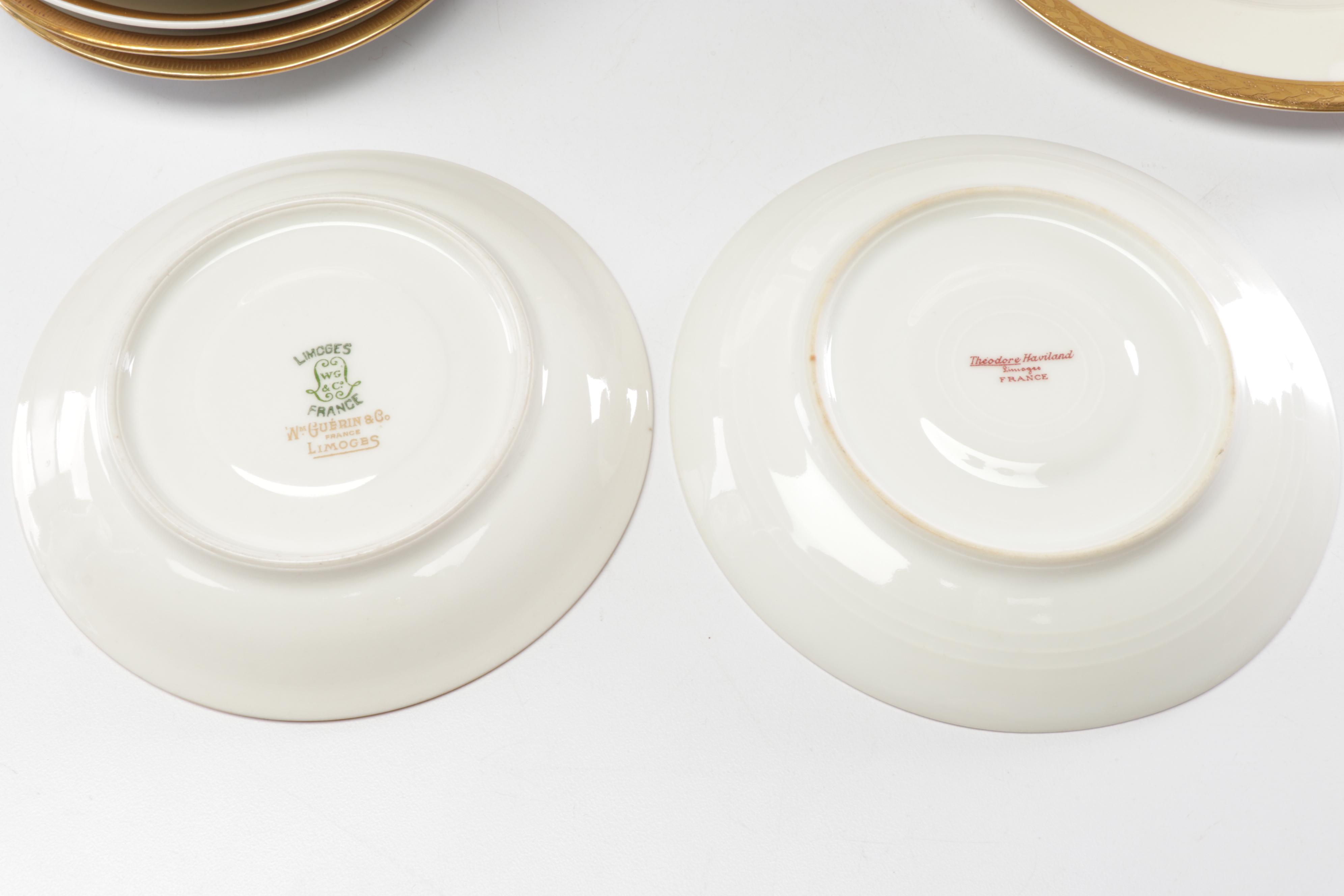 Haviland, Lenox and Wm Guerin & Co Gold Rimmed Porcelain Dishes