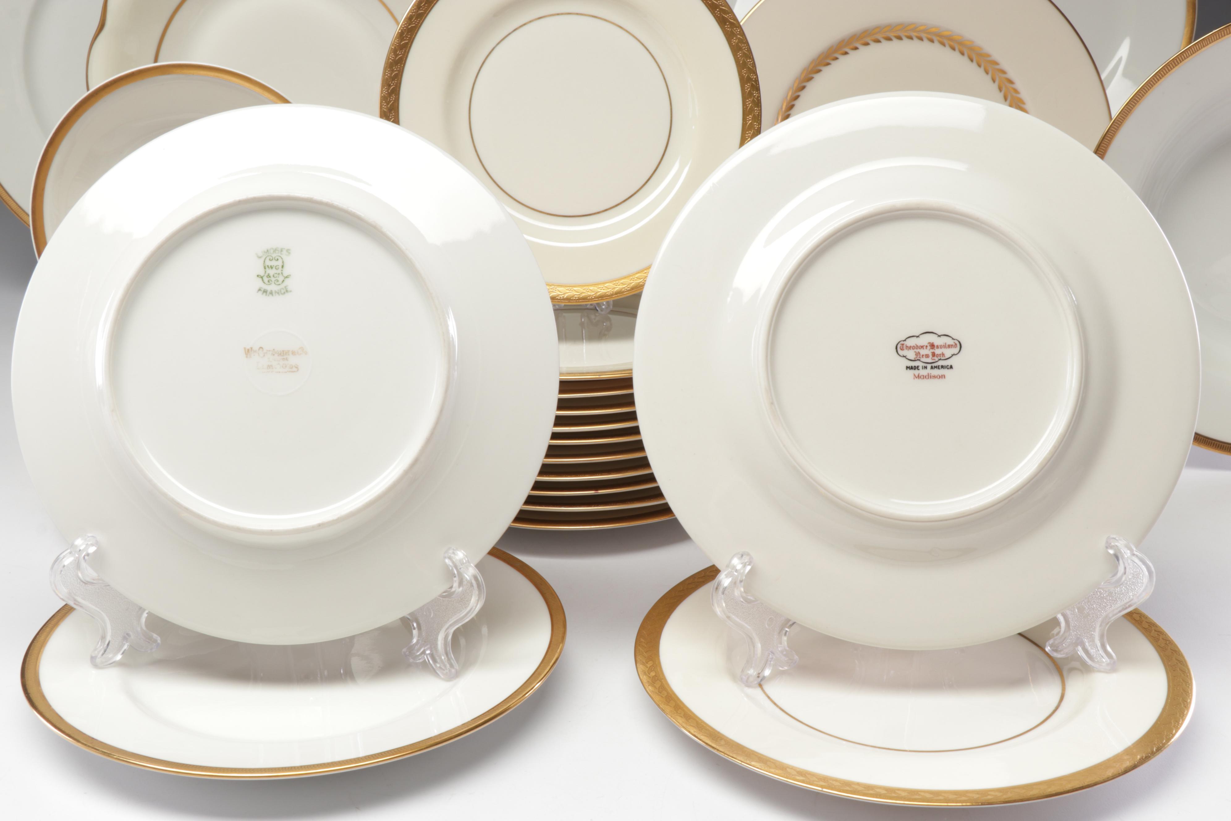 Haviland, Lenox and Wm Guerin & Co Gold Rimmed Porcelain Dishes