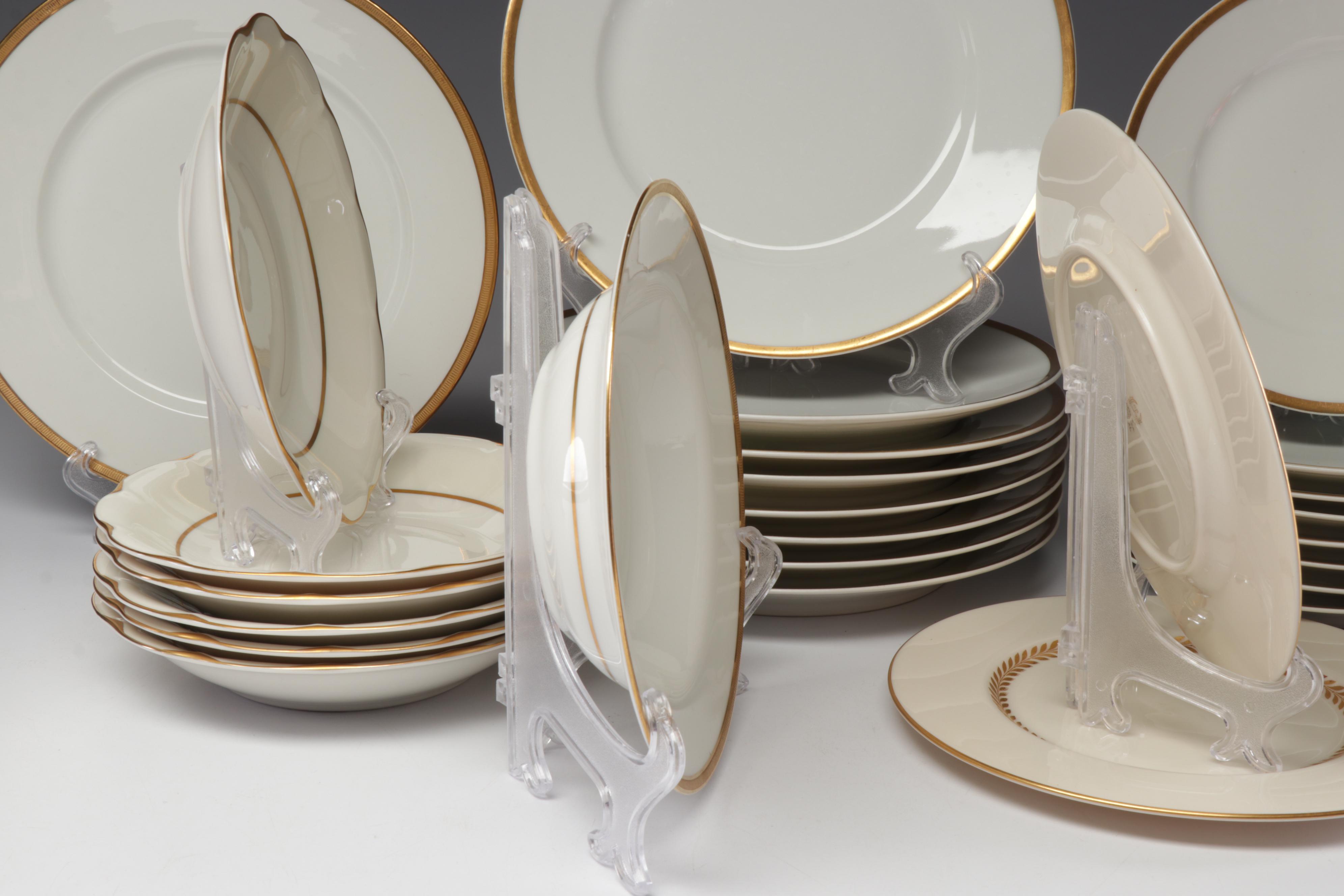 Haviland, Lenox and Wm Guerin & Co Gold Rimmed Porcelain Dishes