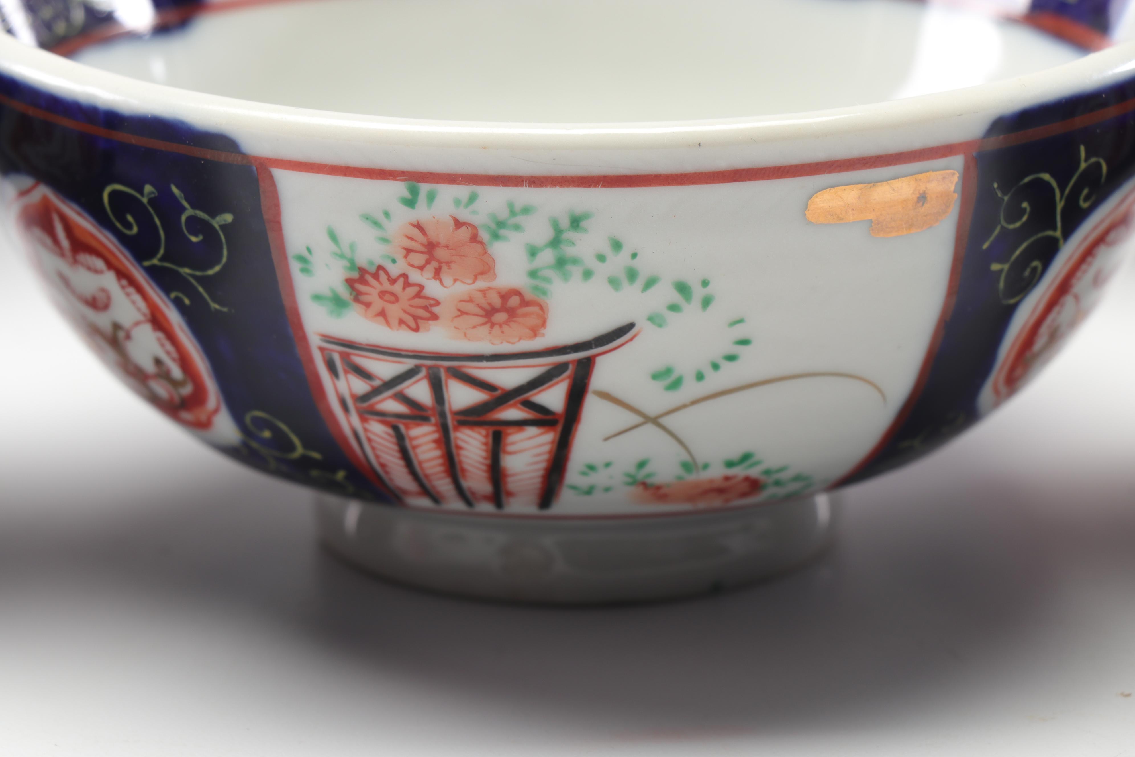 Japanese Ceramic Bowls Featuring Gold Imari Hand-Painted Serving Bowl