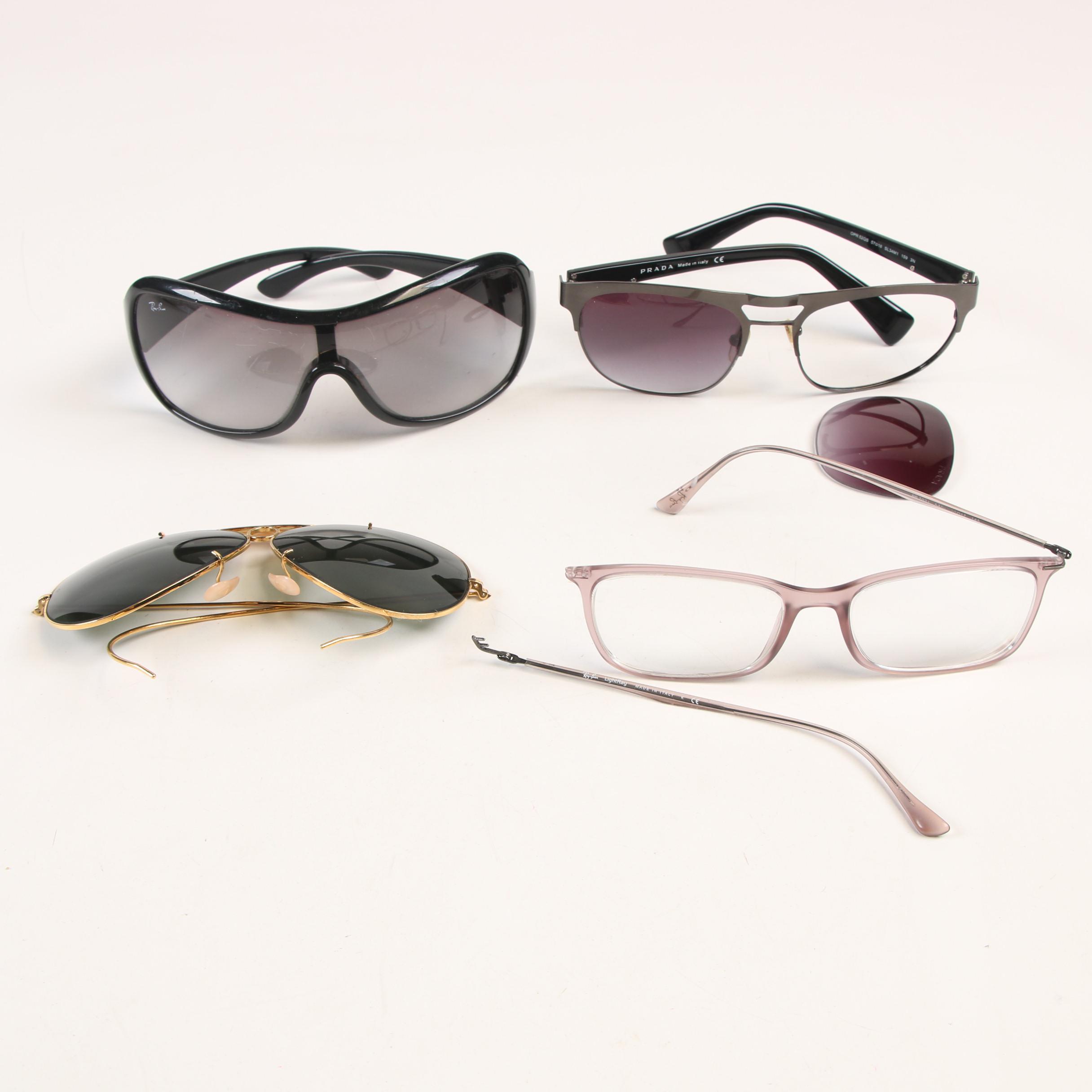 Prada and Ray-Ban Sunglasses with Ray-Ban Prescription Eyeglasses