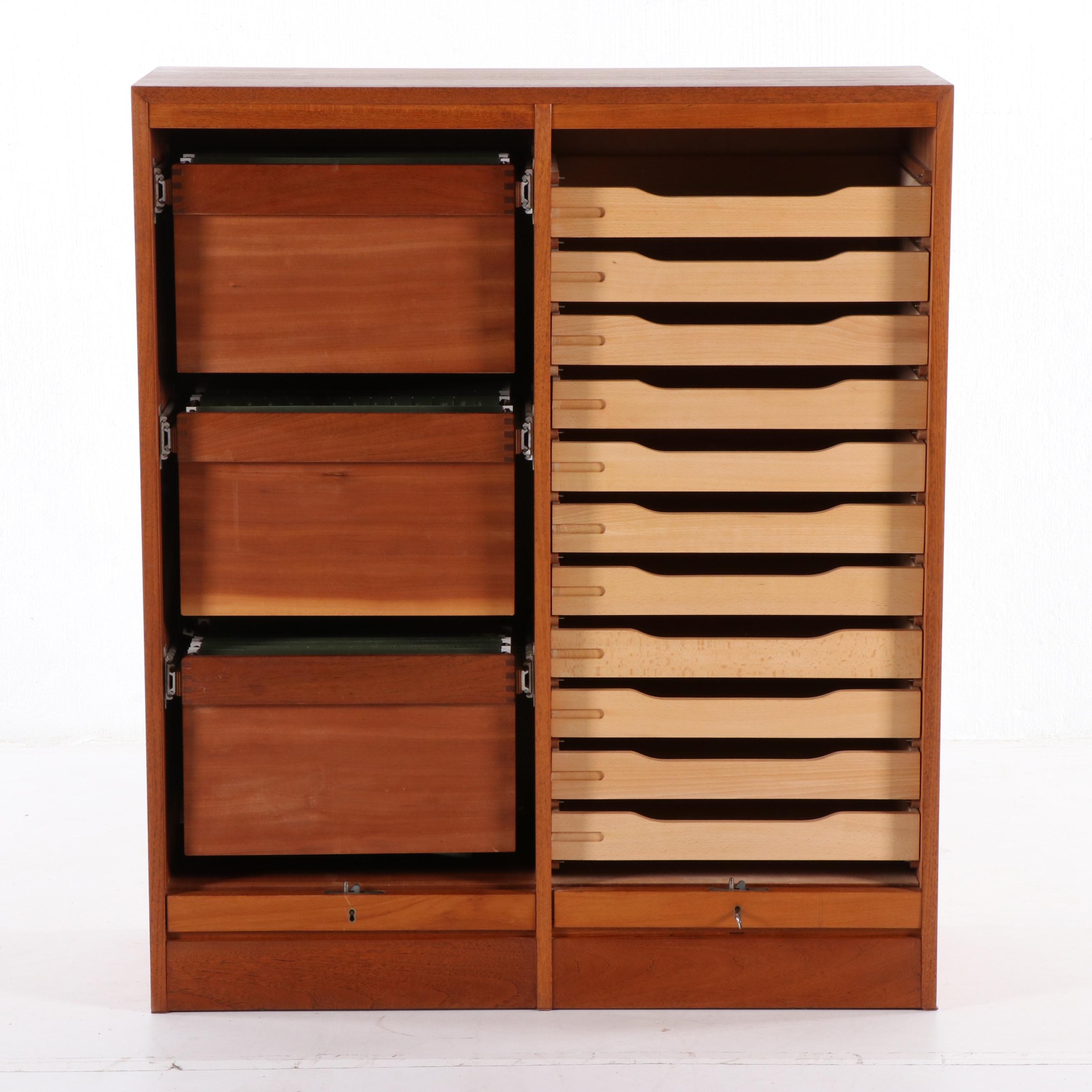 Danish Modern Teak Tambour File Cabinet