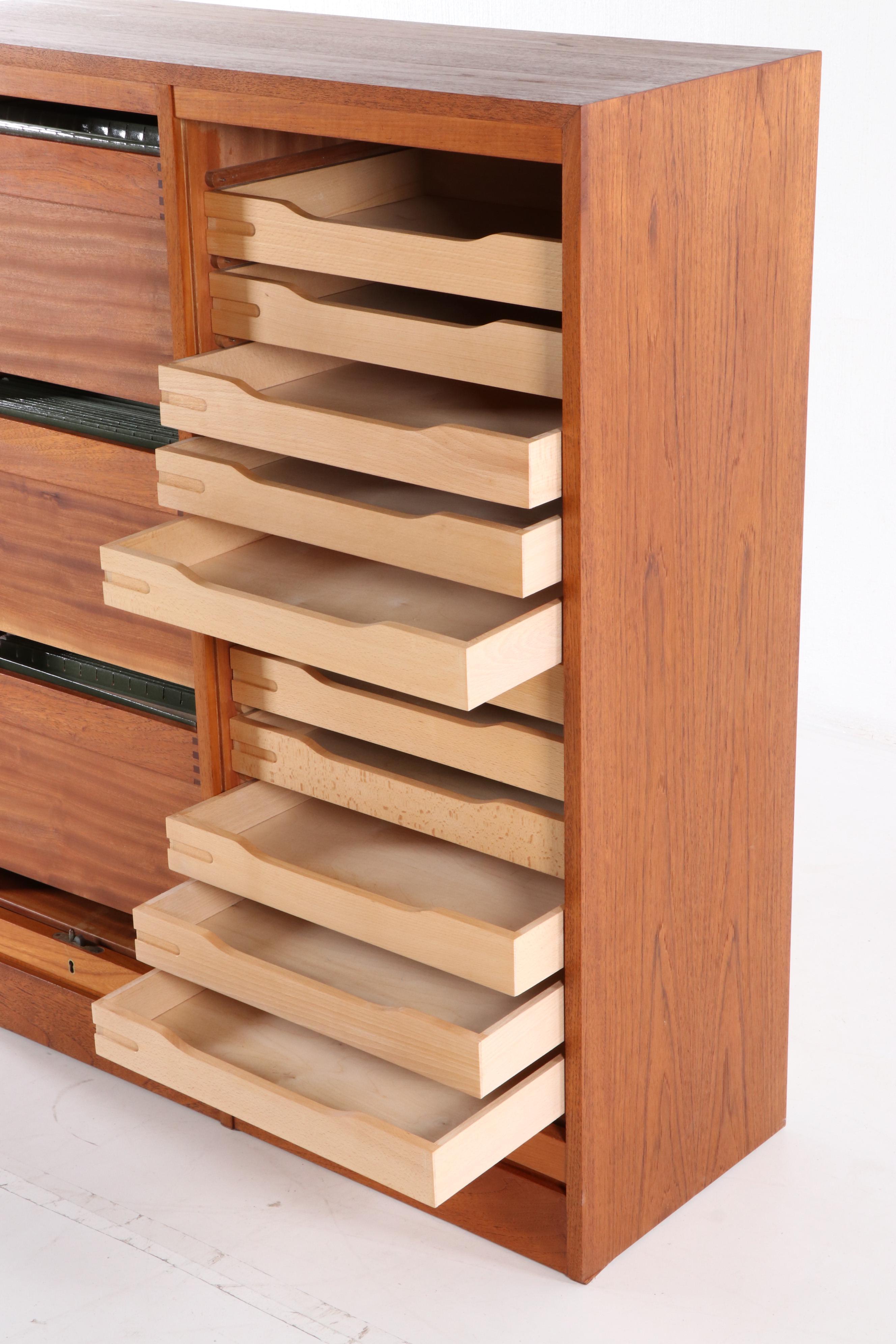 Danish Modern Teak Tambour File Cabinet