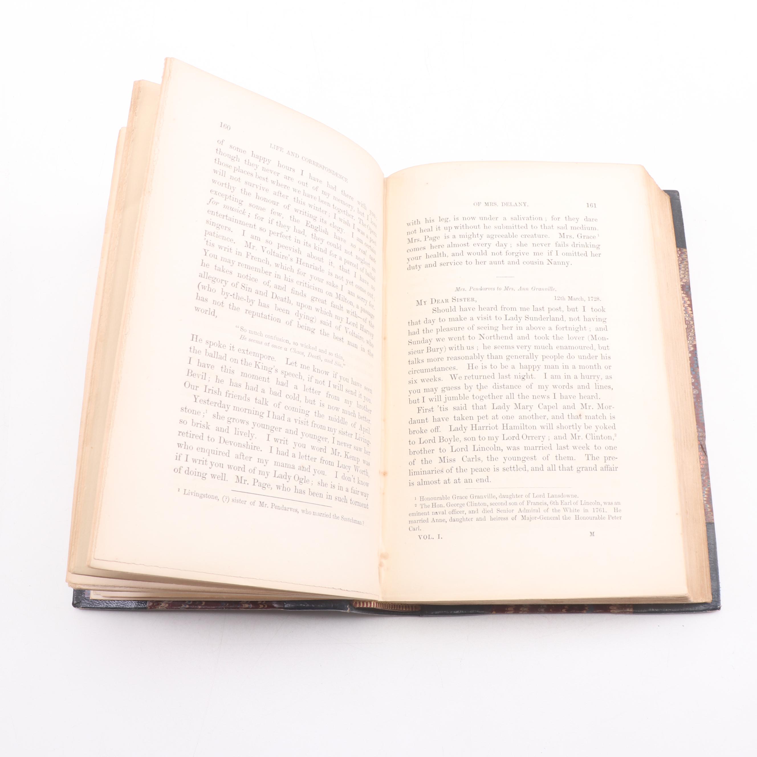 1861 and 1862 "Autobiography of Mary Granville, Mrs. Delany" in Six Volumes