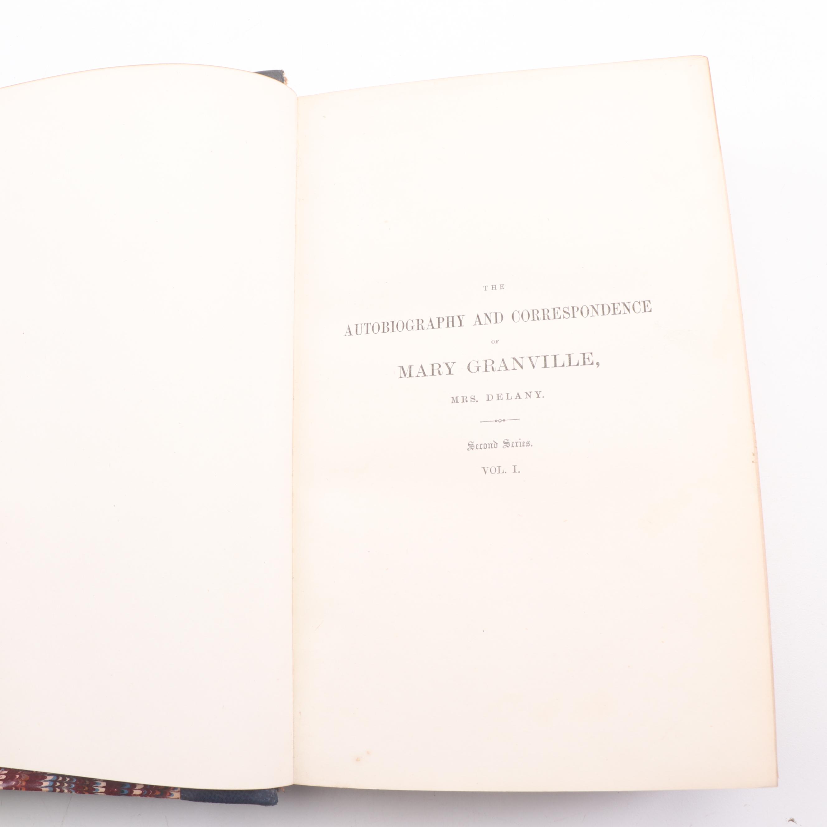 1861 and 1862 "Autobiography of Mary Granville, Mrs. Delany" in Six Volumes