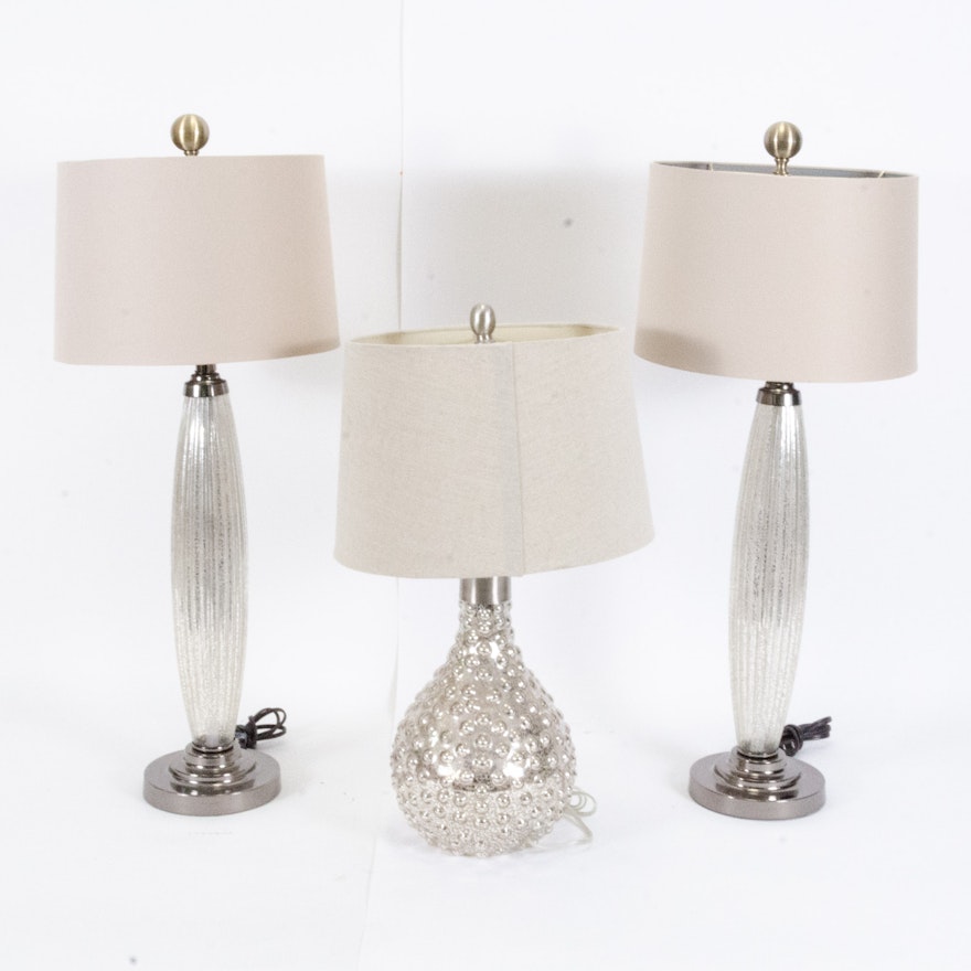 Contemporary Mercury Glass Style Table Lamps