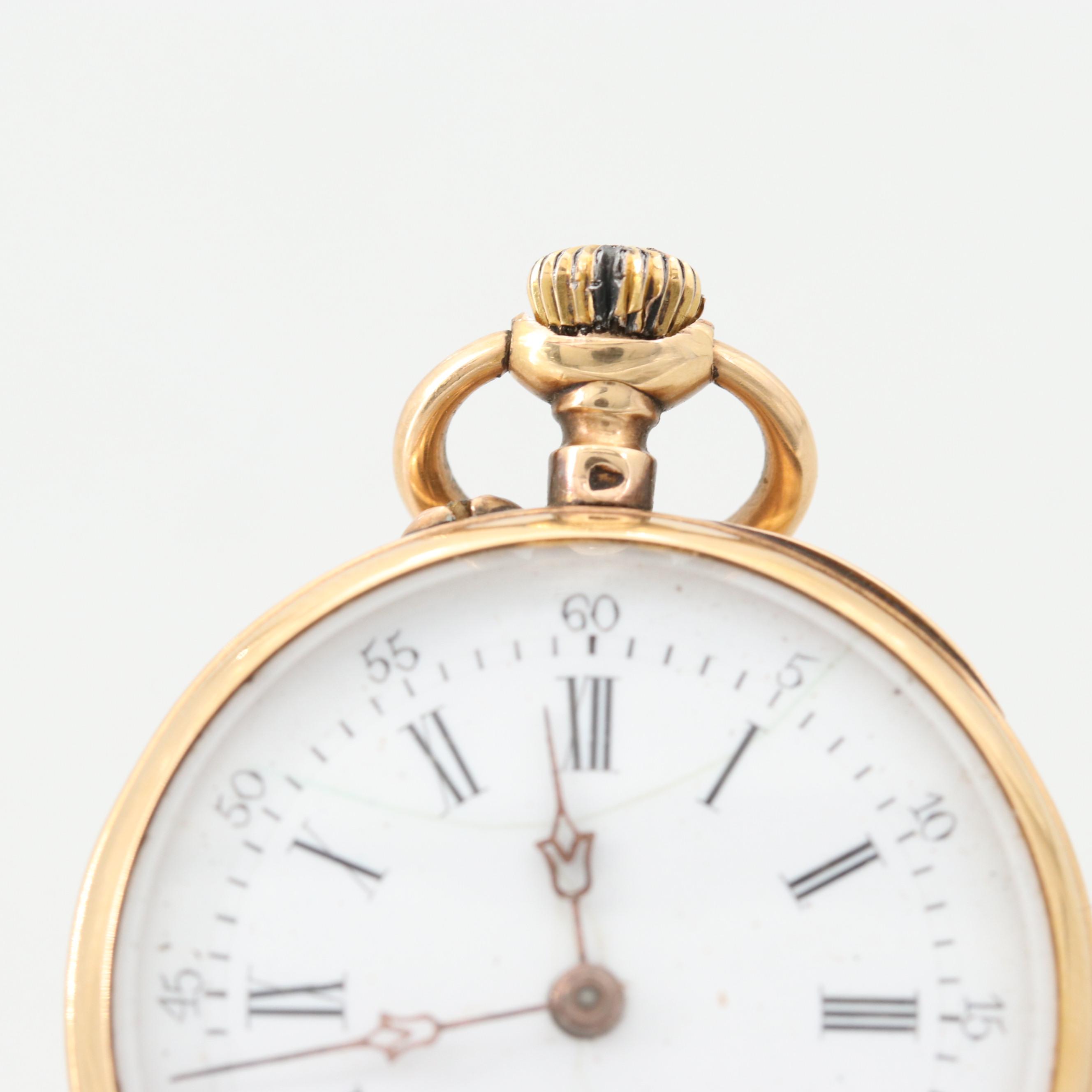 18K Yellow Gold European Pocket Watch