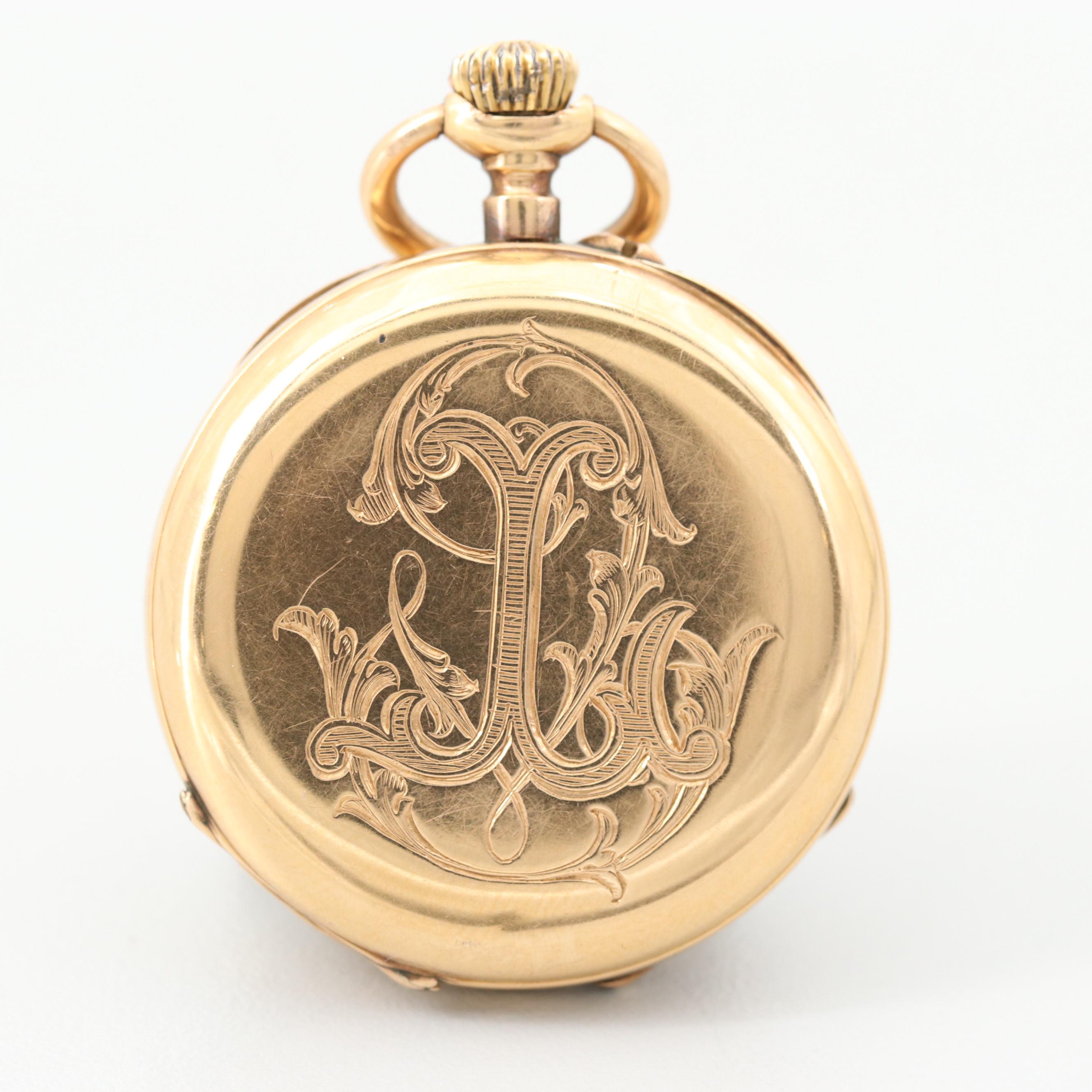 18K Yellow Gold European Pocket Watch