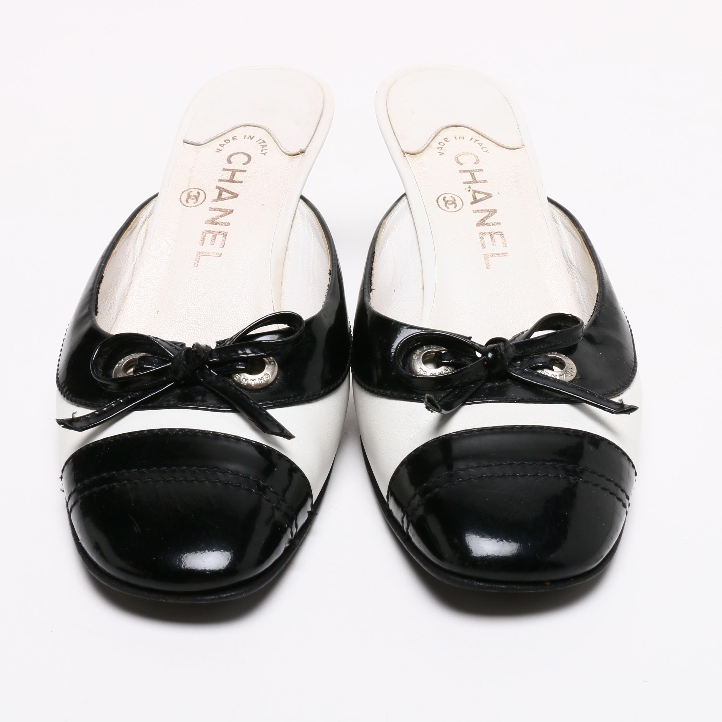 Prada Leather Slingback Sandals with Chanel Patent Leather Mules