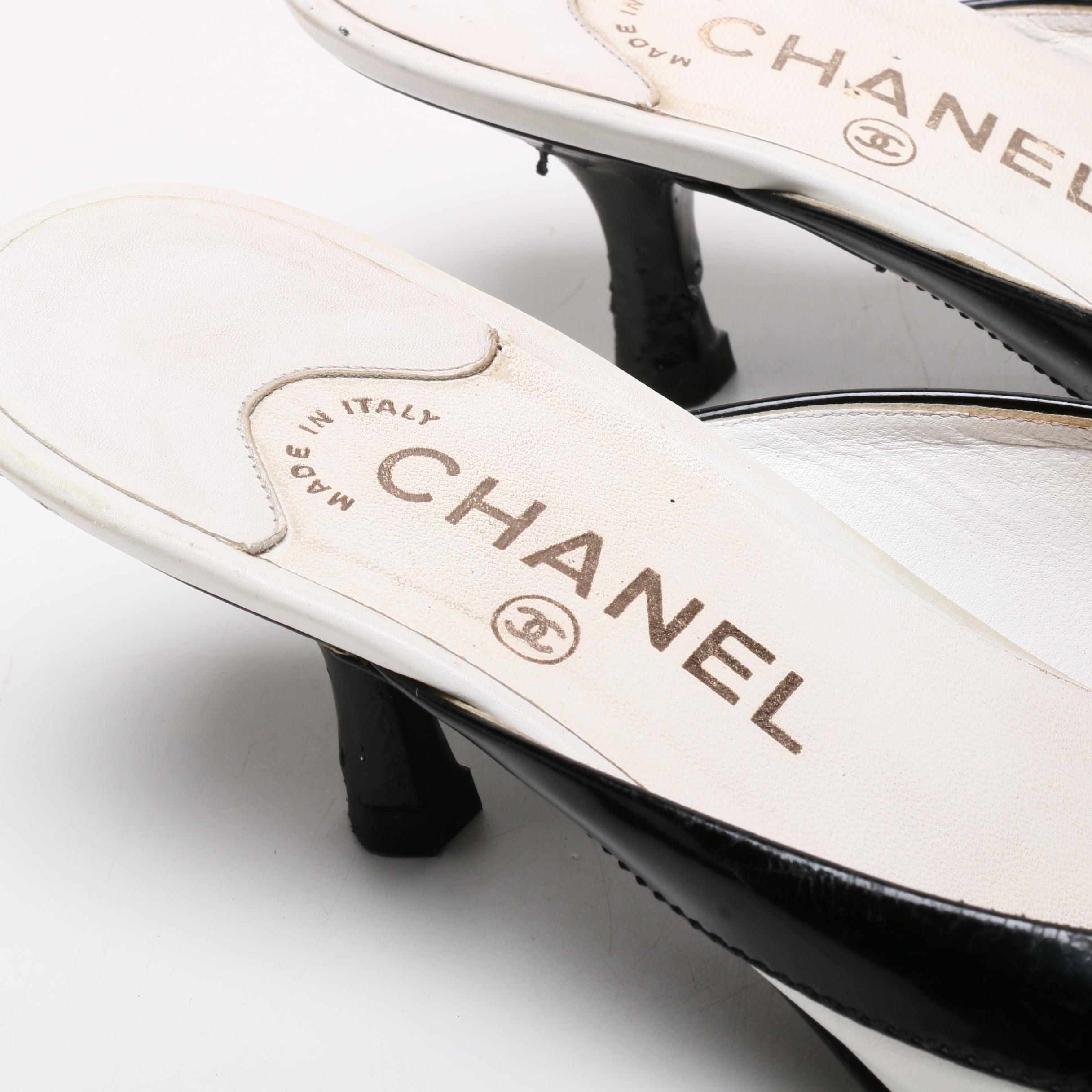 Prada Leather Slingback Sandals with Chanel Patent Leather Mules