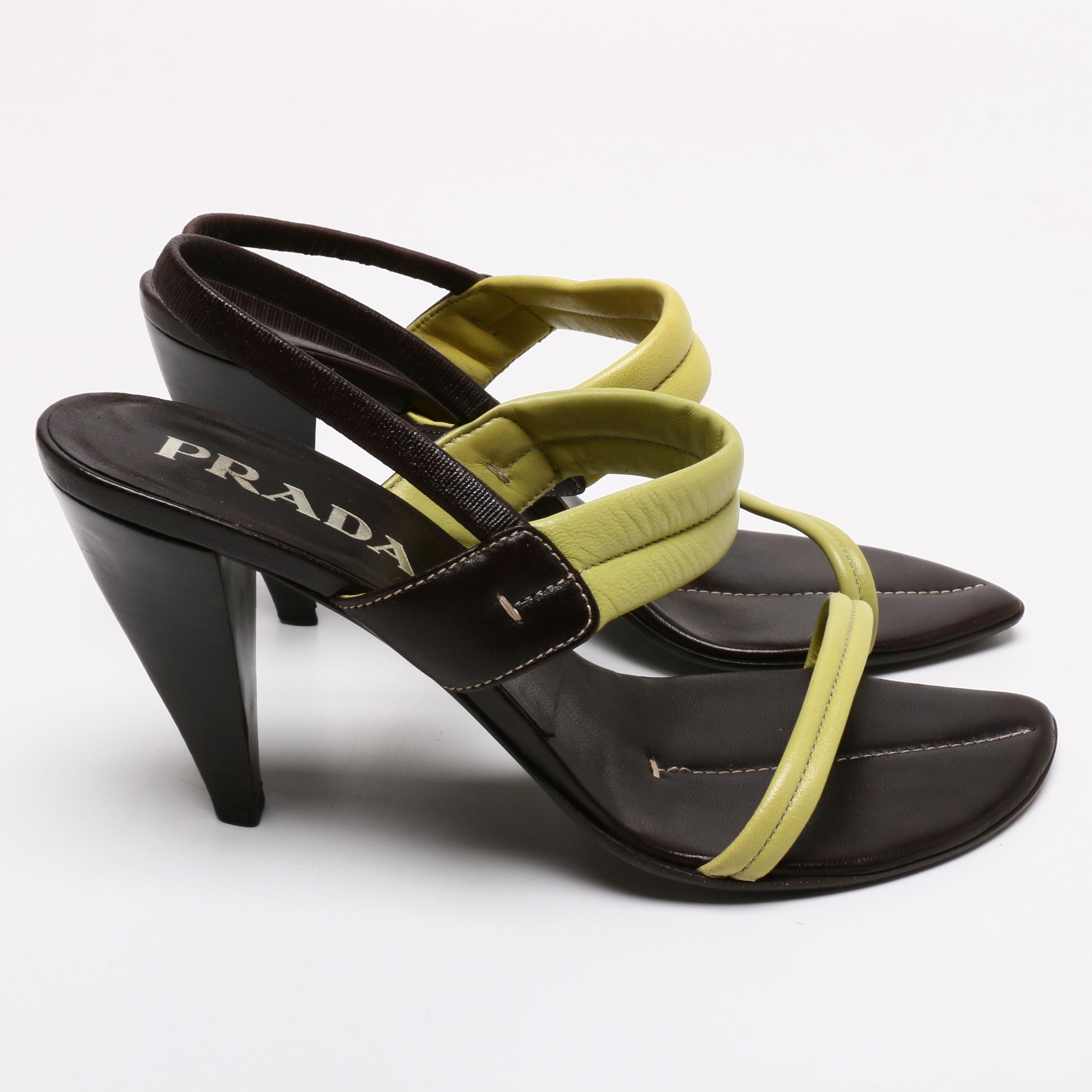 Prada Leather Slingback Sandals with Chanel Patent Leather Mules