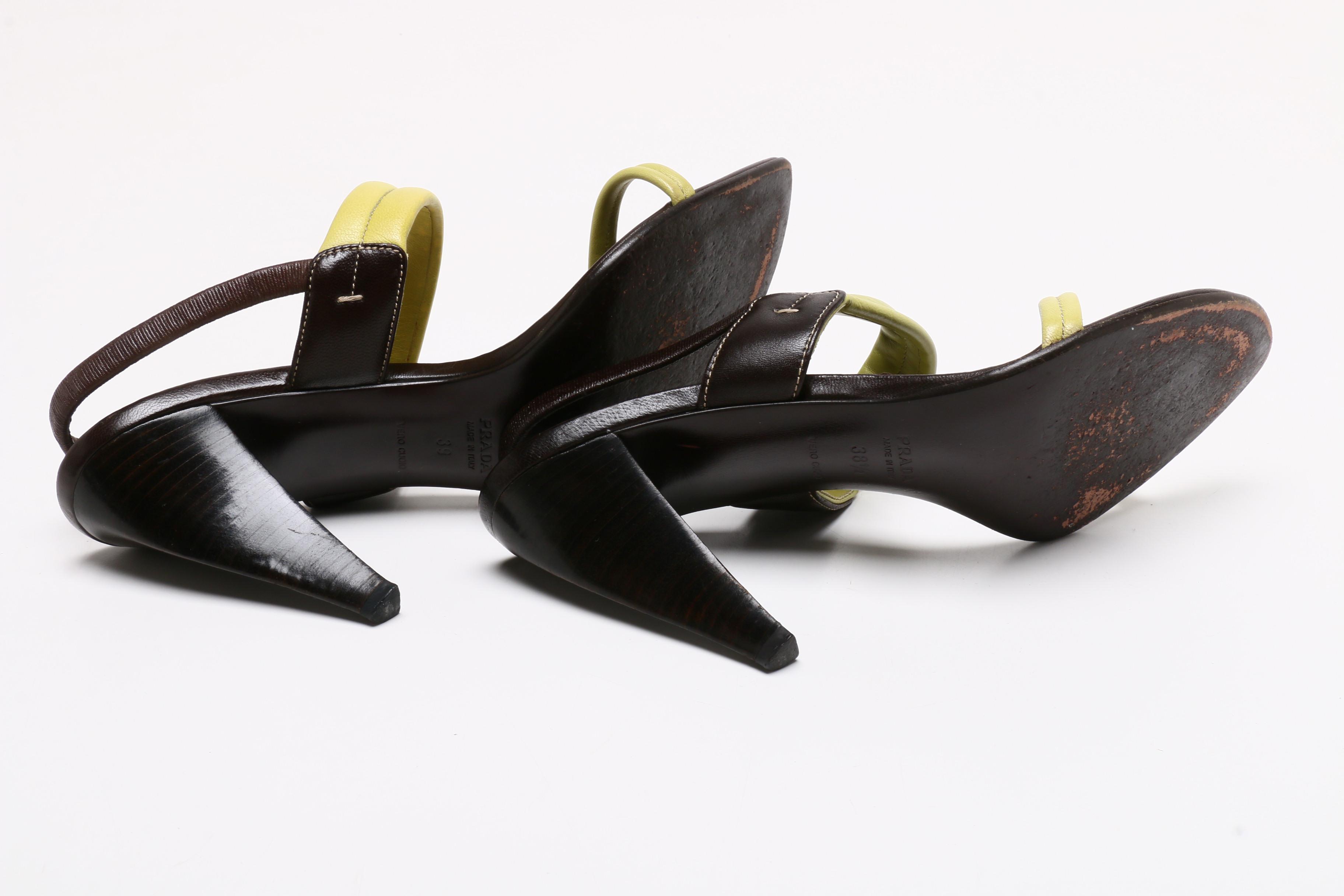 Prada Leather Slingback Sandals with Chanel Patent Leather Mules