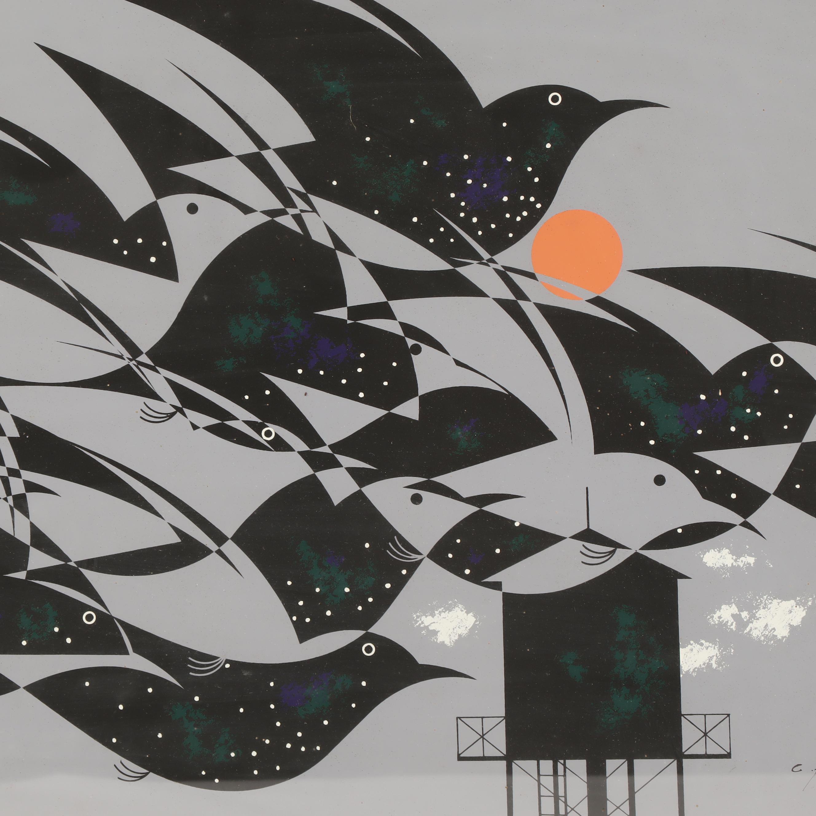 Charley Harper Ford Times Serigraph "Starling"