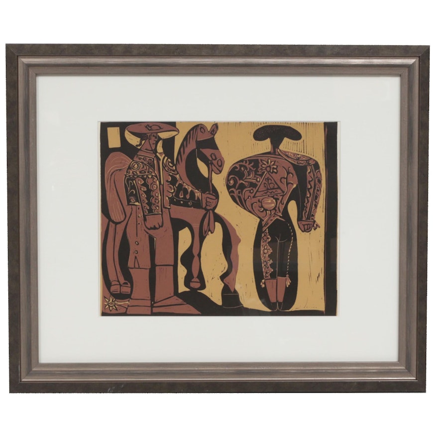 Pablo Picasso Linoleum Cut "Picador and Matador"